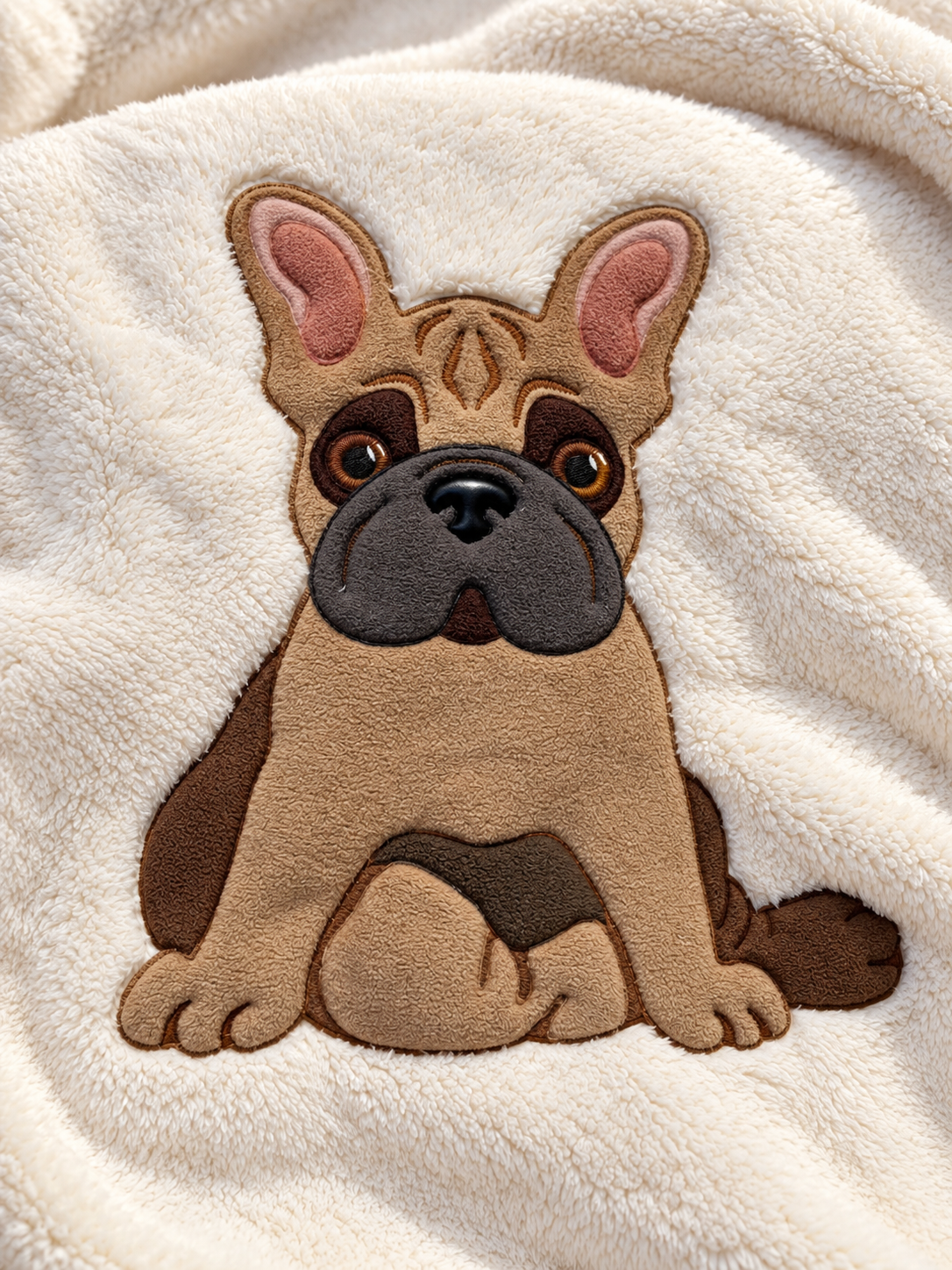 Plaid Pile Coccola Ricamato BULLDOG FRANCESE Soggiorno Maryplaid