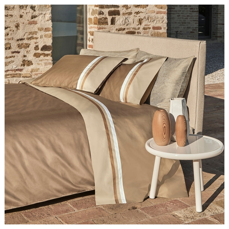 POPUP - Completo Copripiumino Balza 3 Bordi Raso 300TC KUBRIC 60 Letto Fazzini Matrimoniale Tortora