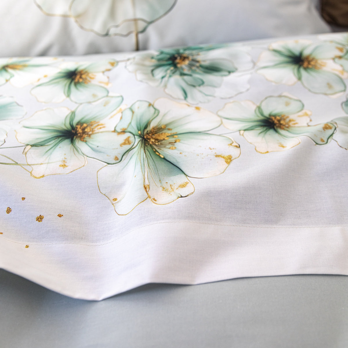 Parure Copripiumino Flower Power 2535 Letto Cogal Matrimoniale Azzurro Polvere