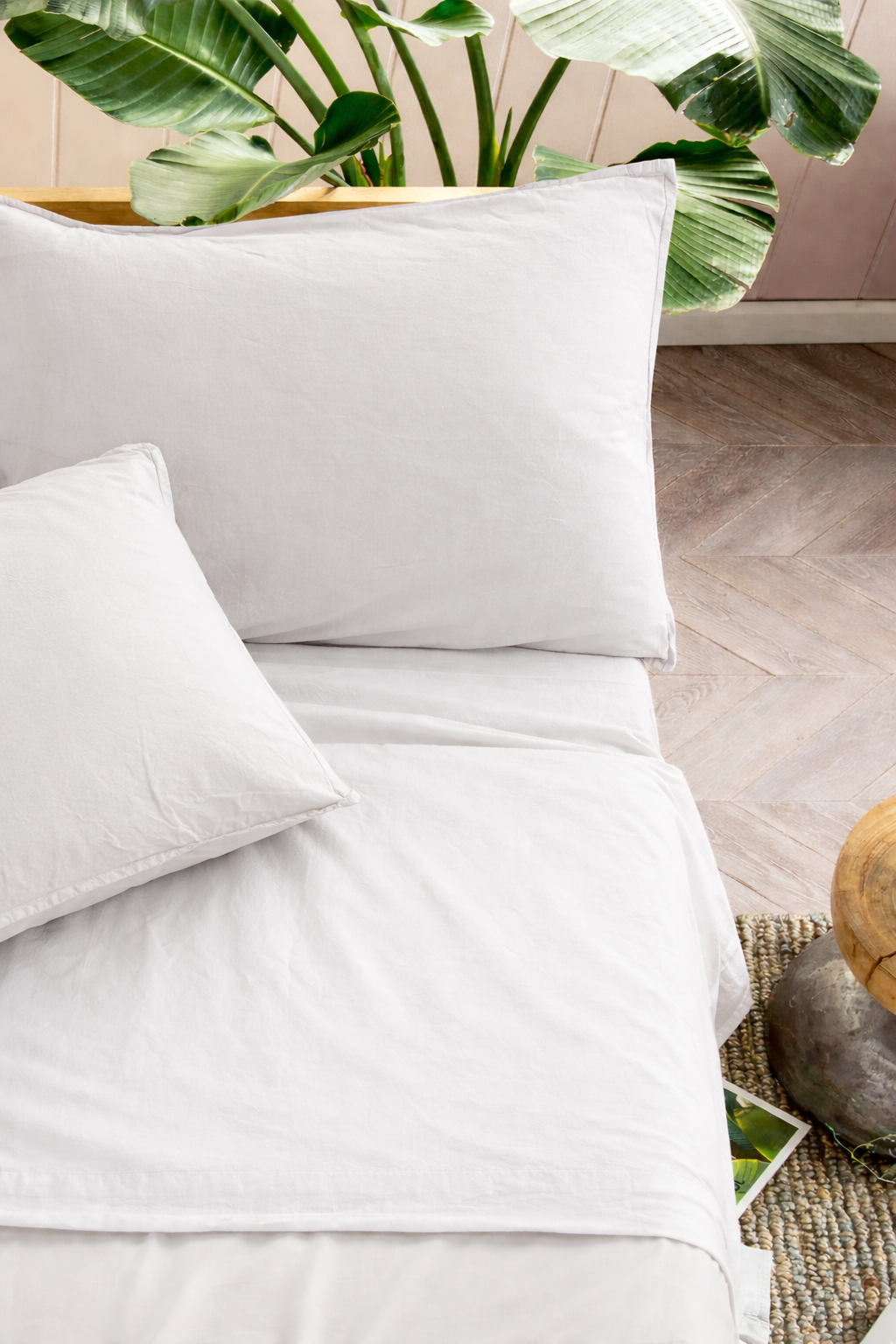 Parure Lenzuola Cotone No-Stiro ESSENZIALE Letto Moreali Tessile Casa Matrimoniale 250 x 295 Bianco