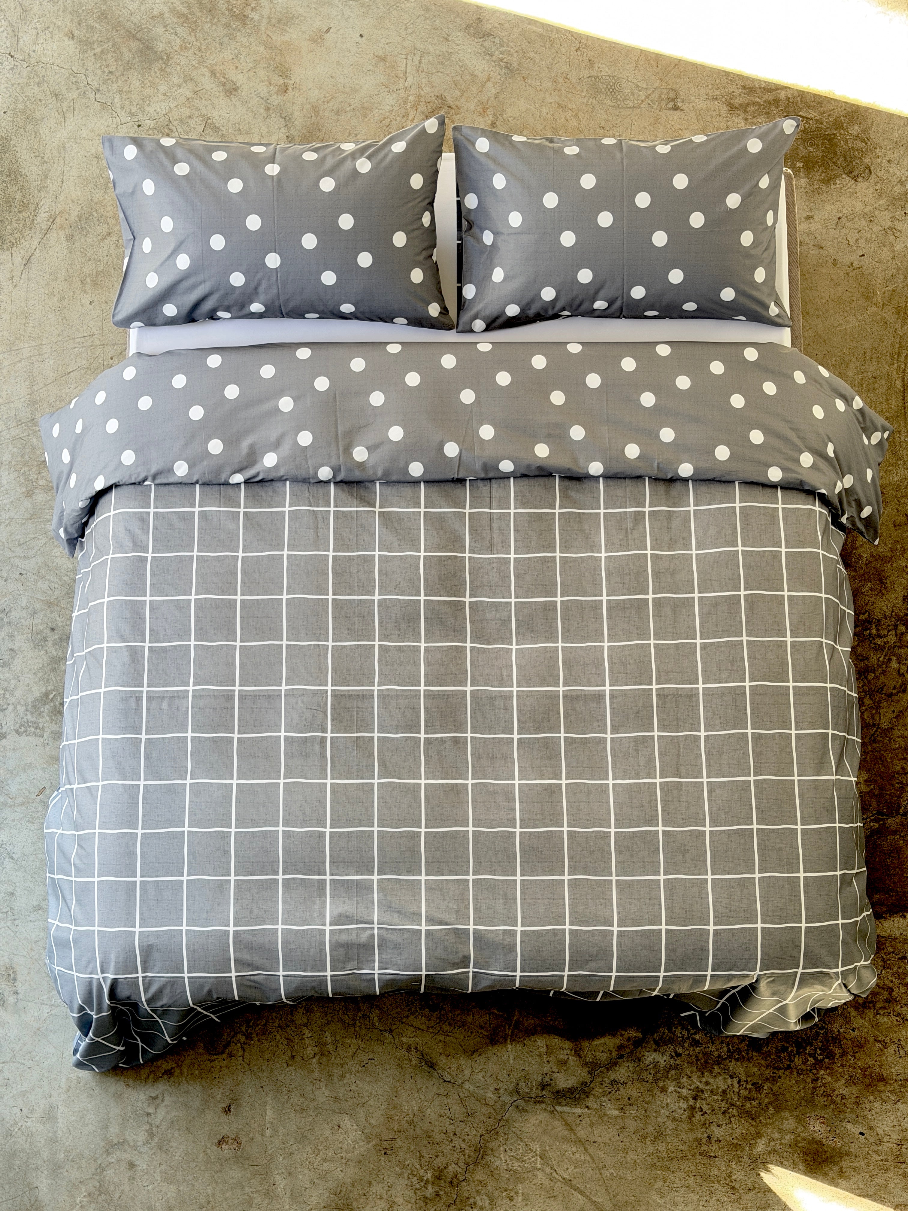 Parure Copripiumino Double Quadri-Pois EASY Letto Moreali Tessile Casa
