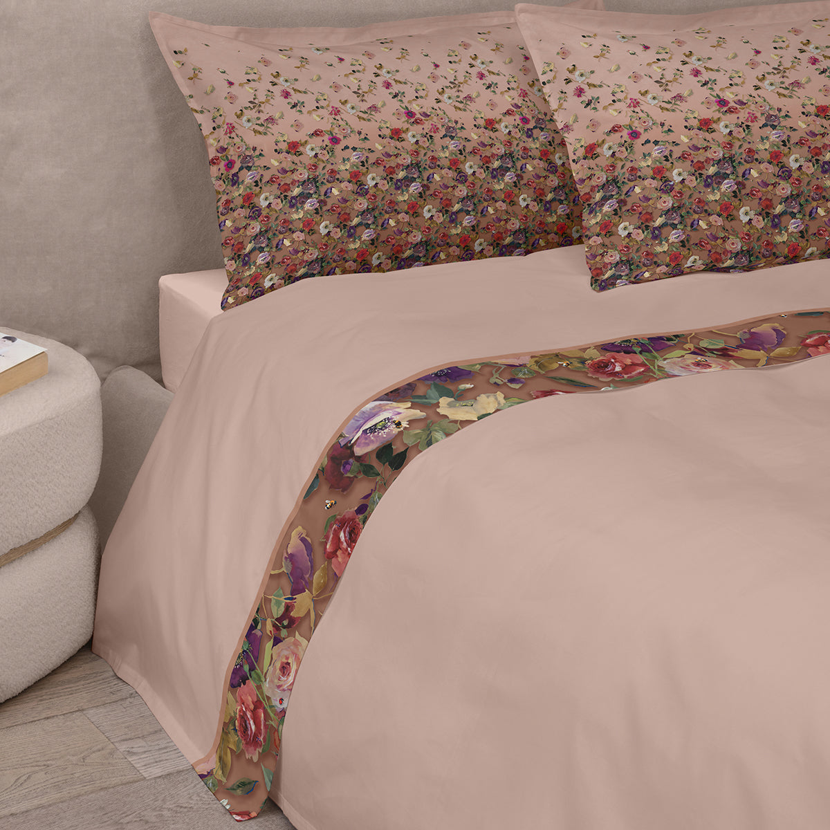 Completo Lenzuola Flanella Cotone Fazzini NETTARE Letto Fazzini Matrimoniale Rosa