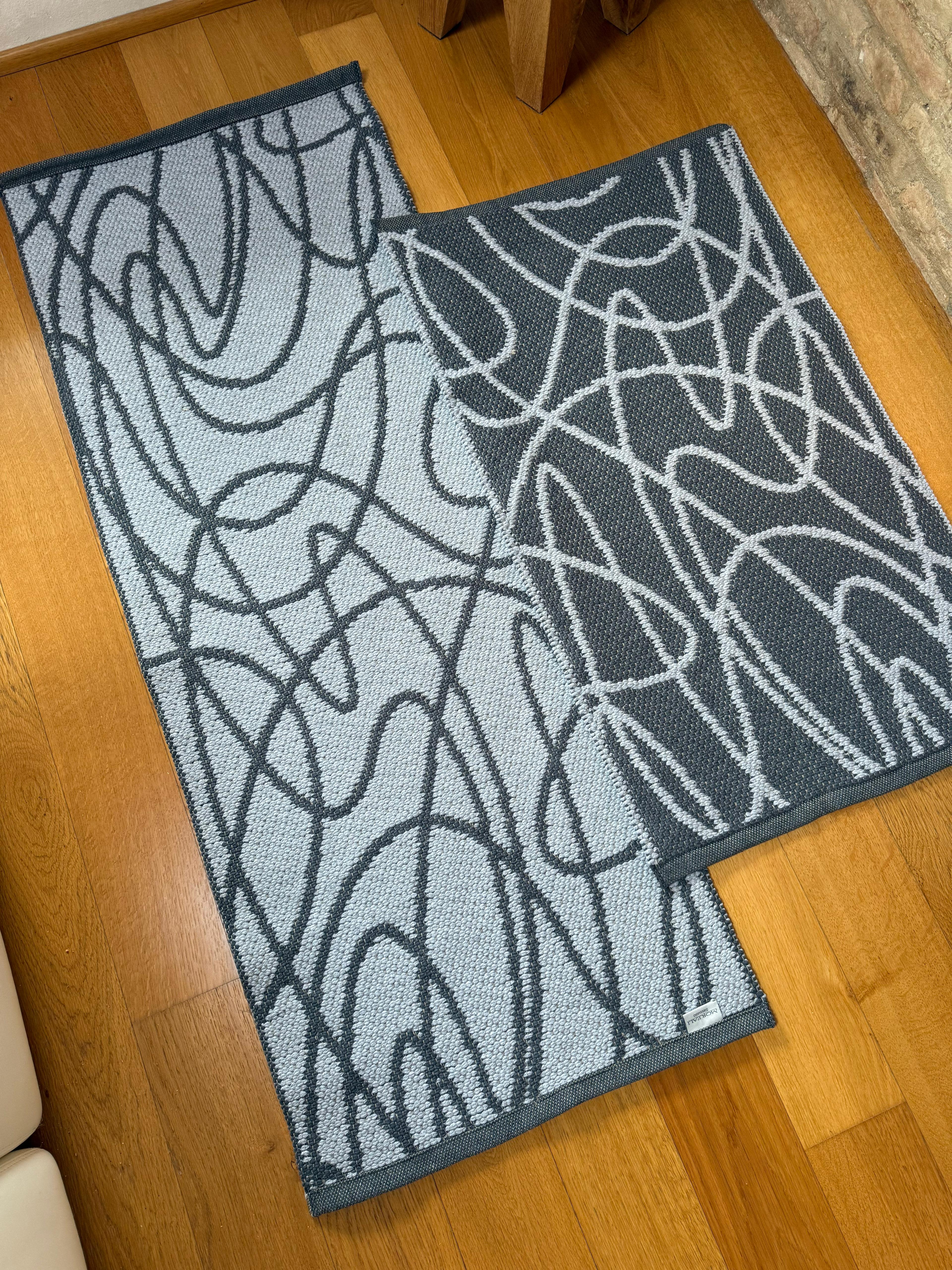 Tappeto Artigianale Lino/Cotone ABSTRACT Soggiorno Moreali Tessile Casa 60 x 100 Antracite/Grigio