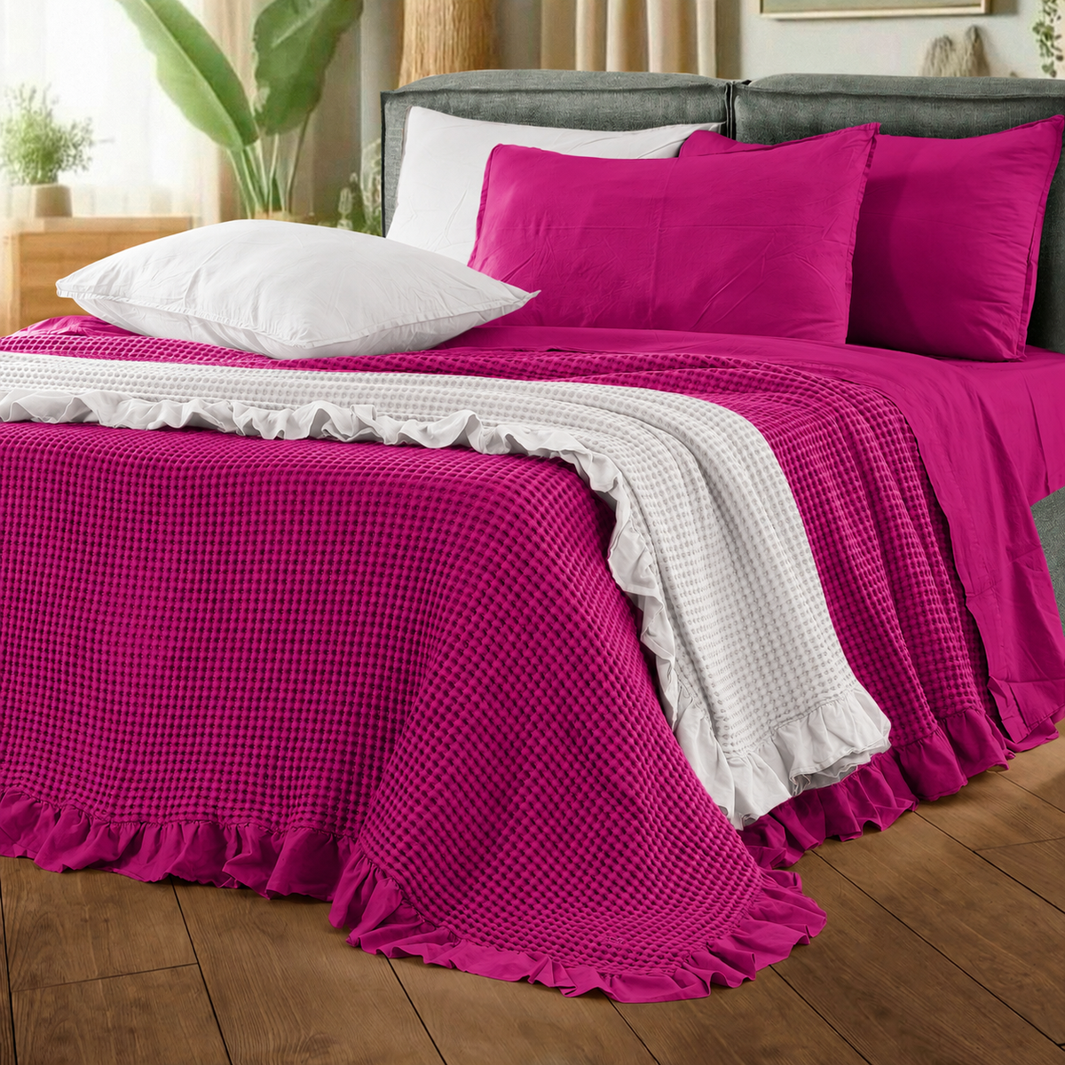 Copriletto Ape Frappa Made in Italy - COLORI FINE SERIE Letto Moreali Tessile Casa Matrimoniale 270 x 270 Orchidea