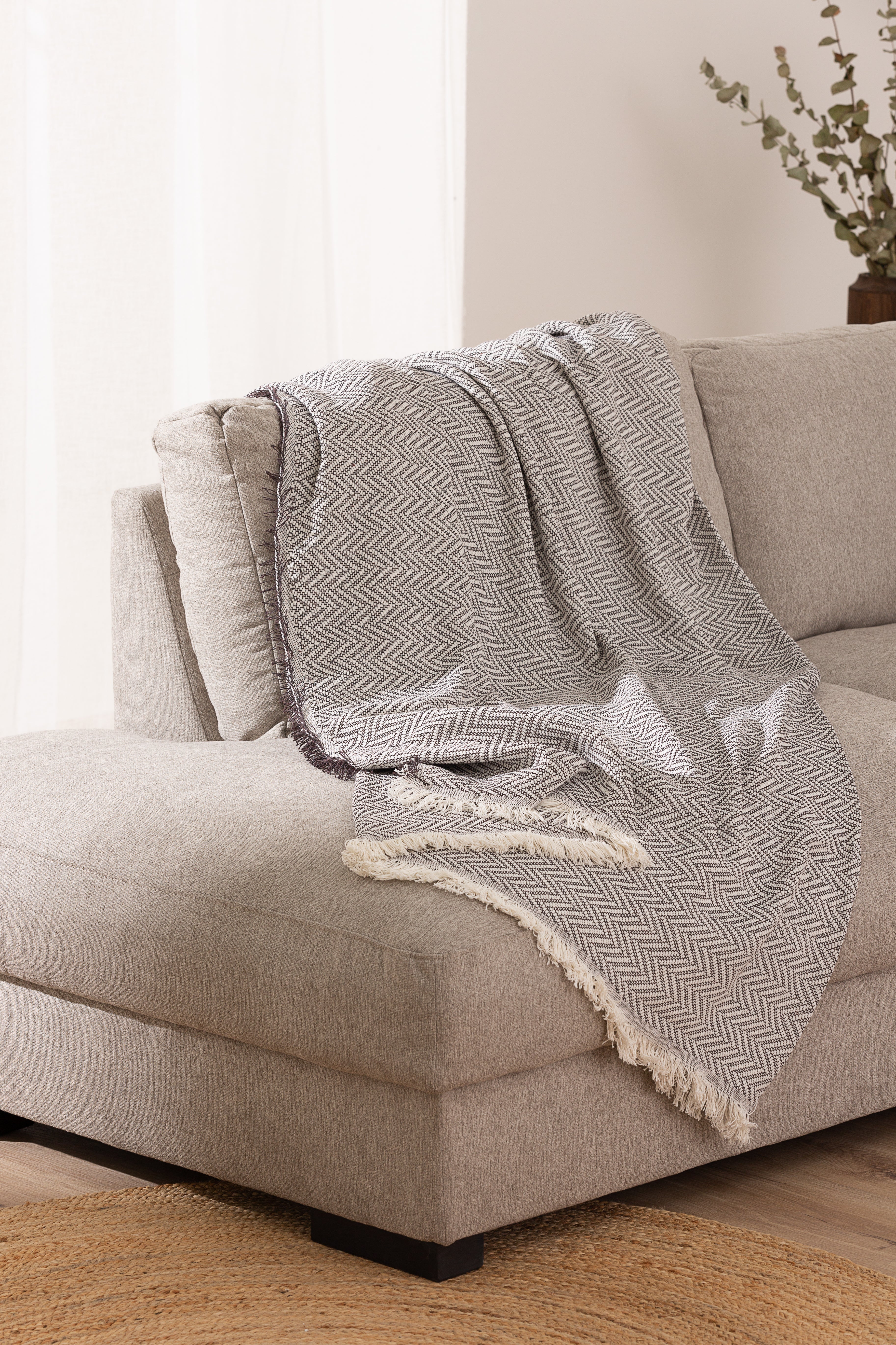 Telo Copritutto Cotone Zig Zag Kenya Soggiorno Belmarti 230 x 260 Marrone