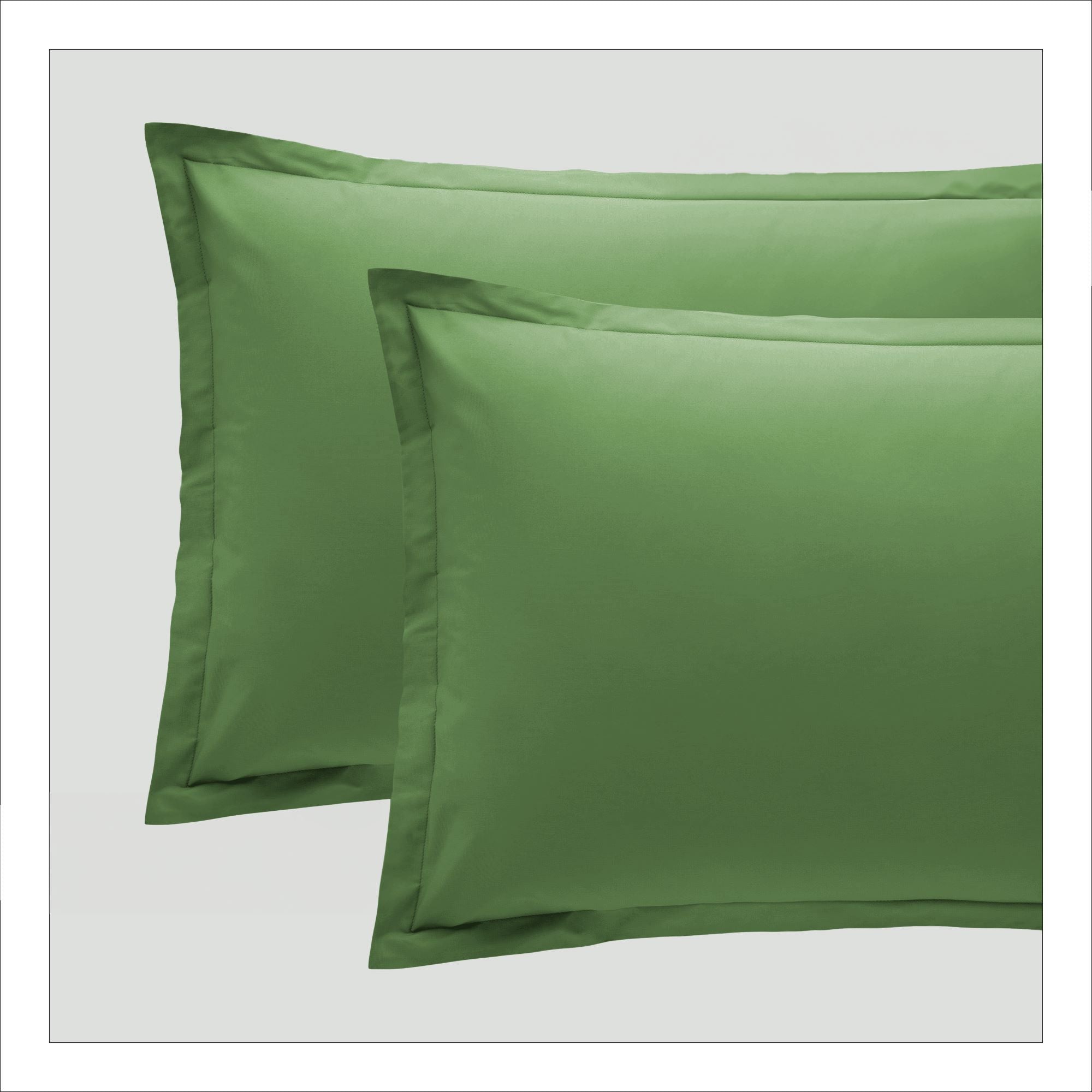 Coppia di Federe 100% Madapolam Cotone Letto Riviera 50 x 80 Verde Muschio