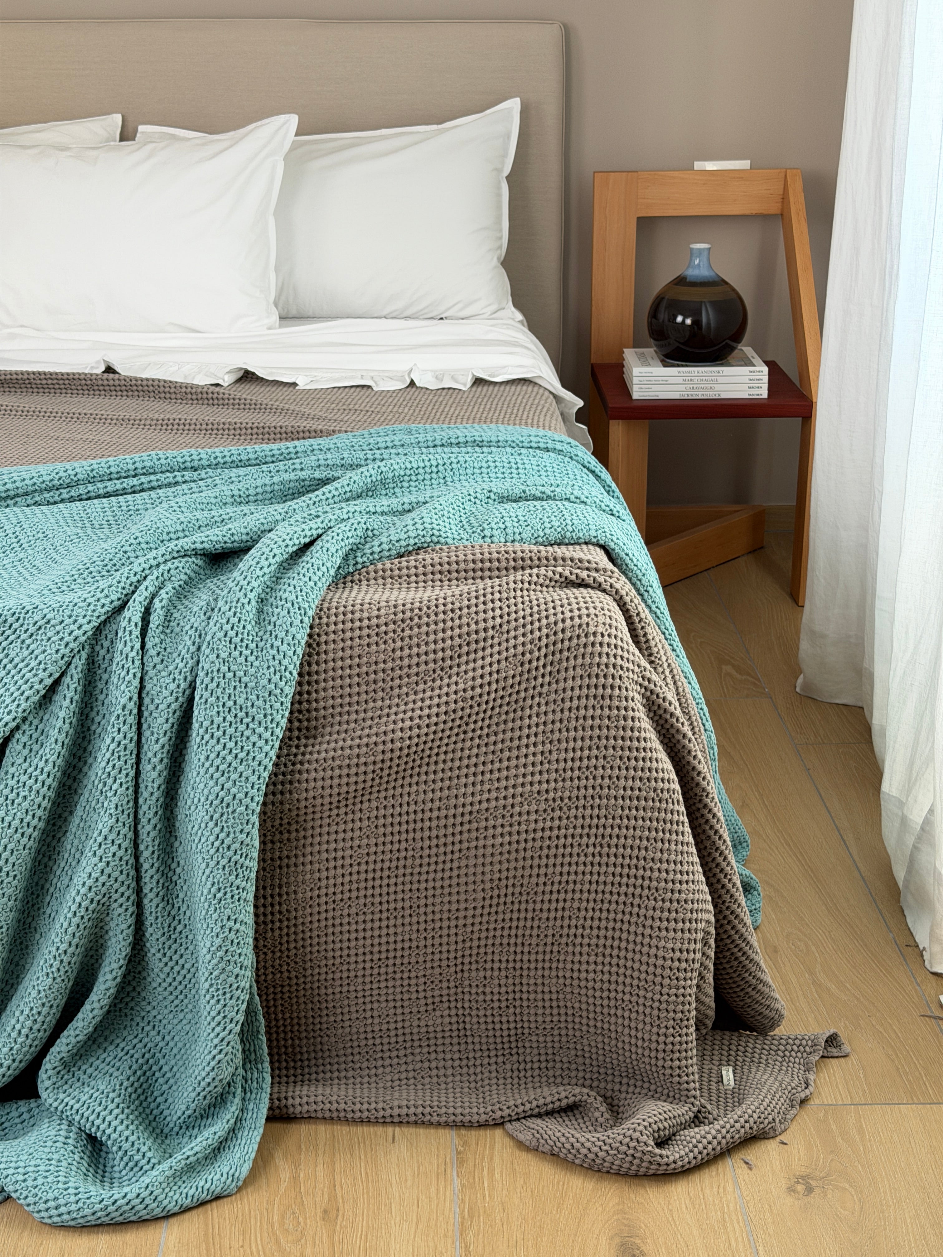 Copriletto Stone Washed Nido D'Ape Letto Moreali Tessile Casa