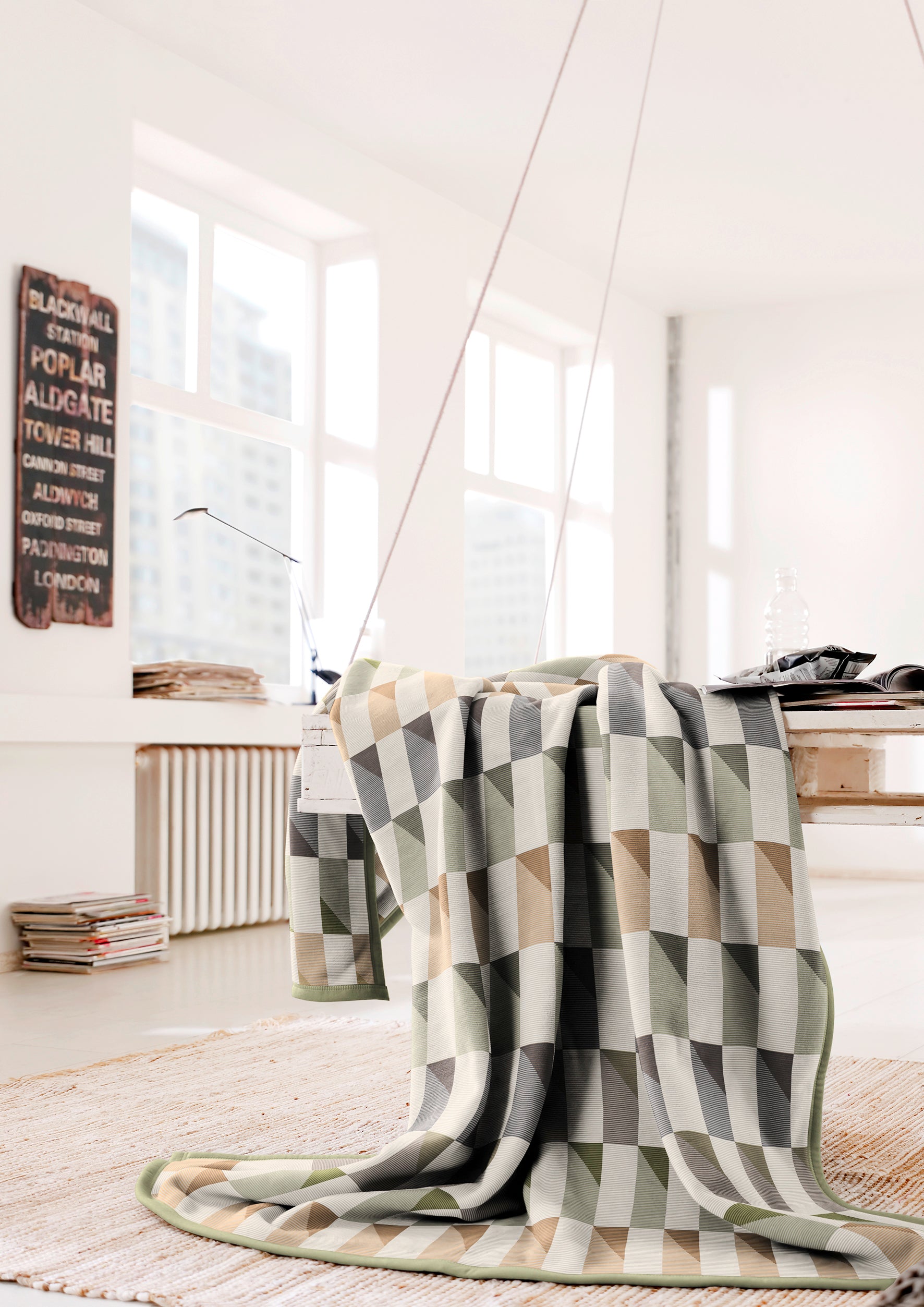 Plaid Caldo Cotone Illusion Green Soggiorno Borbo