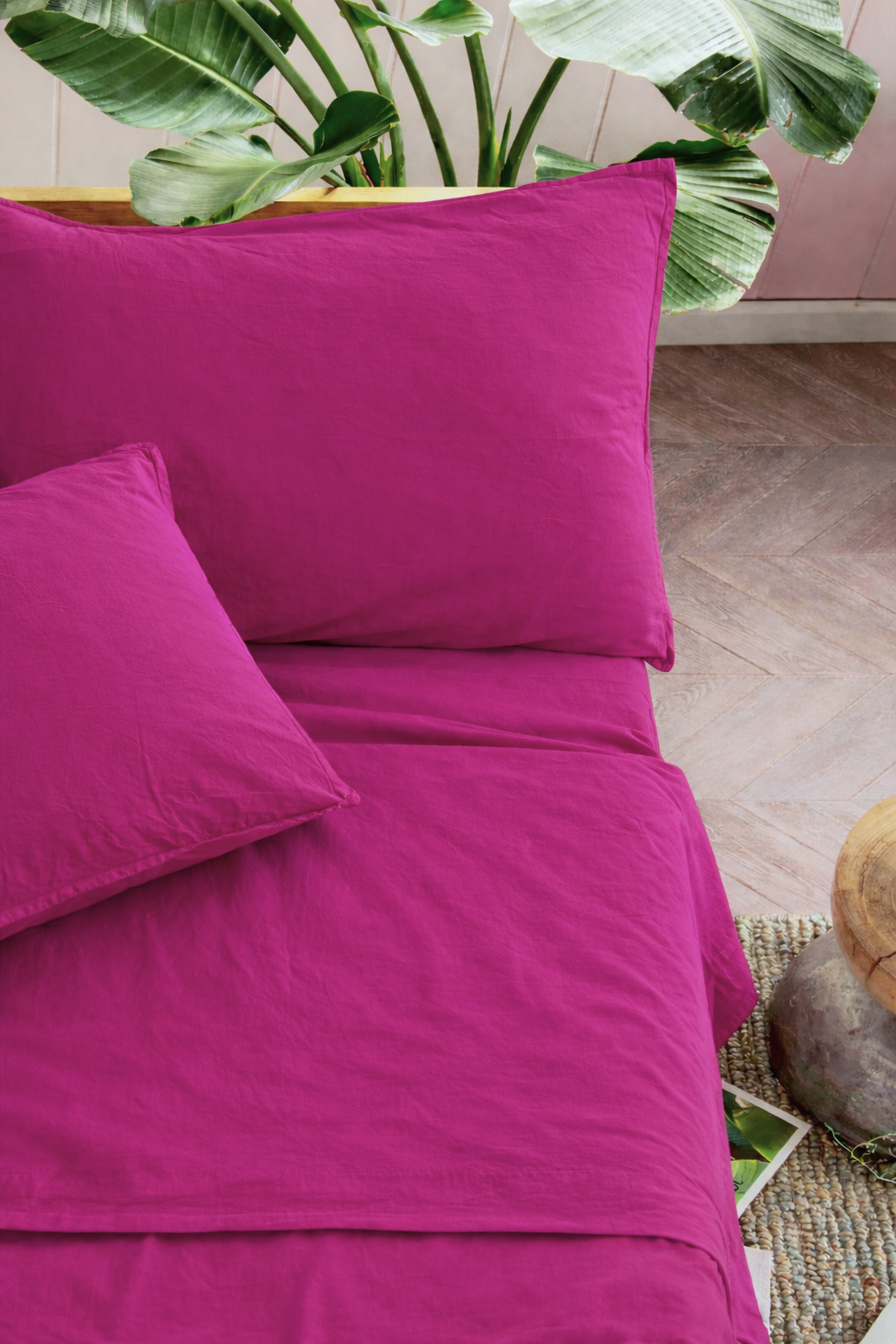 Parure Lenzuola Cotone No-Stiro ESSENZIALE Letto Moreali Tessile Casa Matrimoniale 250 x 295 Orchidea