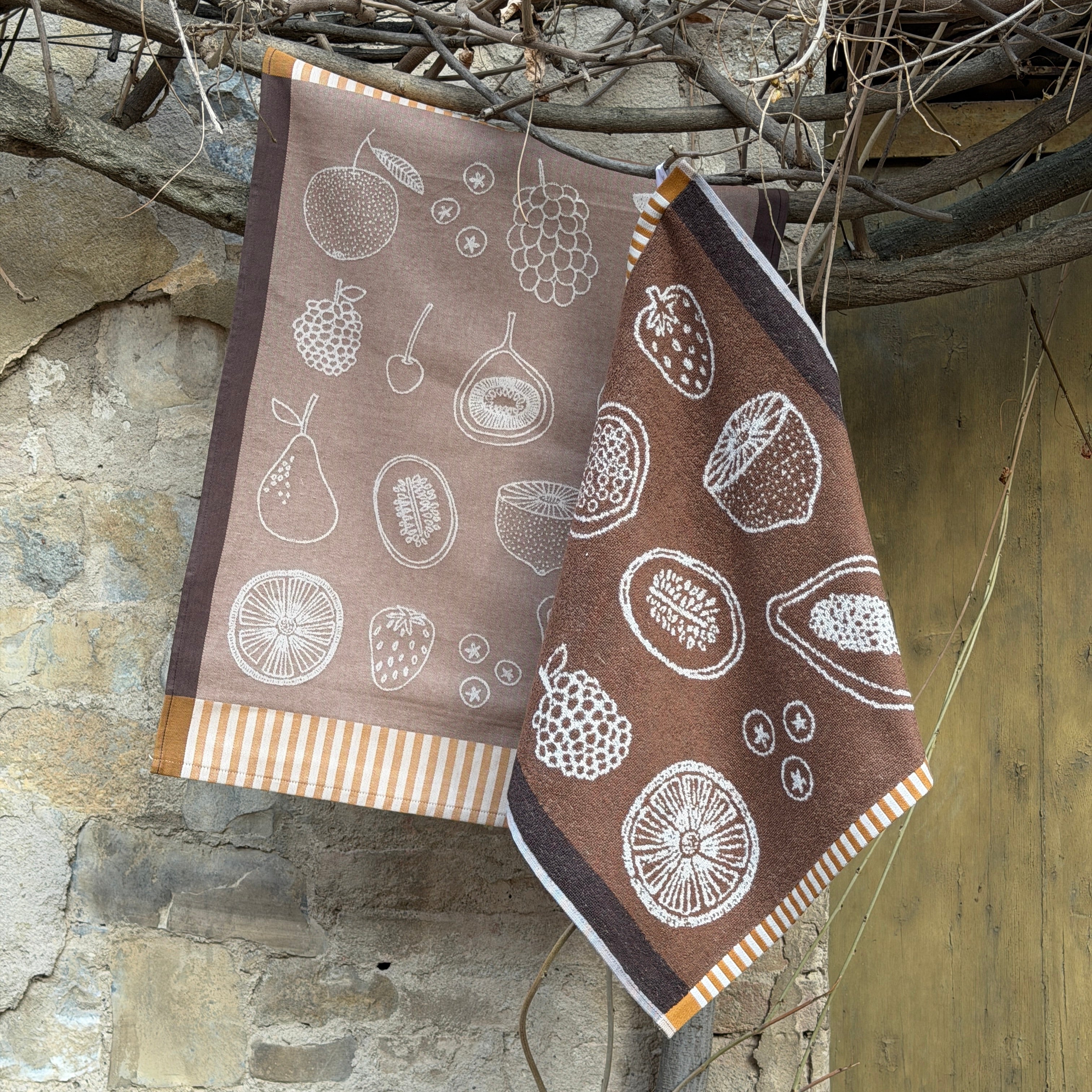 Set Canovacci Tela+Spugna CUCINA Cucina Moreali Tessile Casa 70x50 + 50x50 Tortora