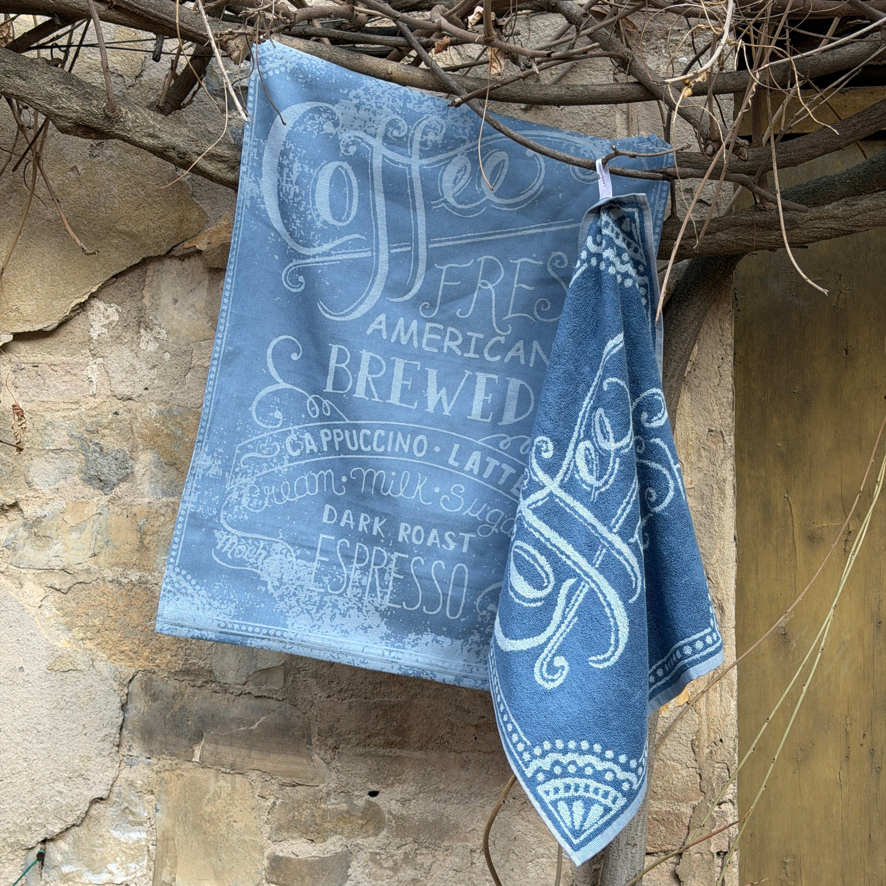 Set Canovacci Tela+Spugna COFFEE Cucina Moreali Tessile Casa 70x50 + 50x50 Denim