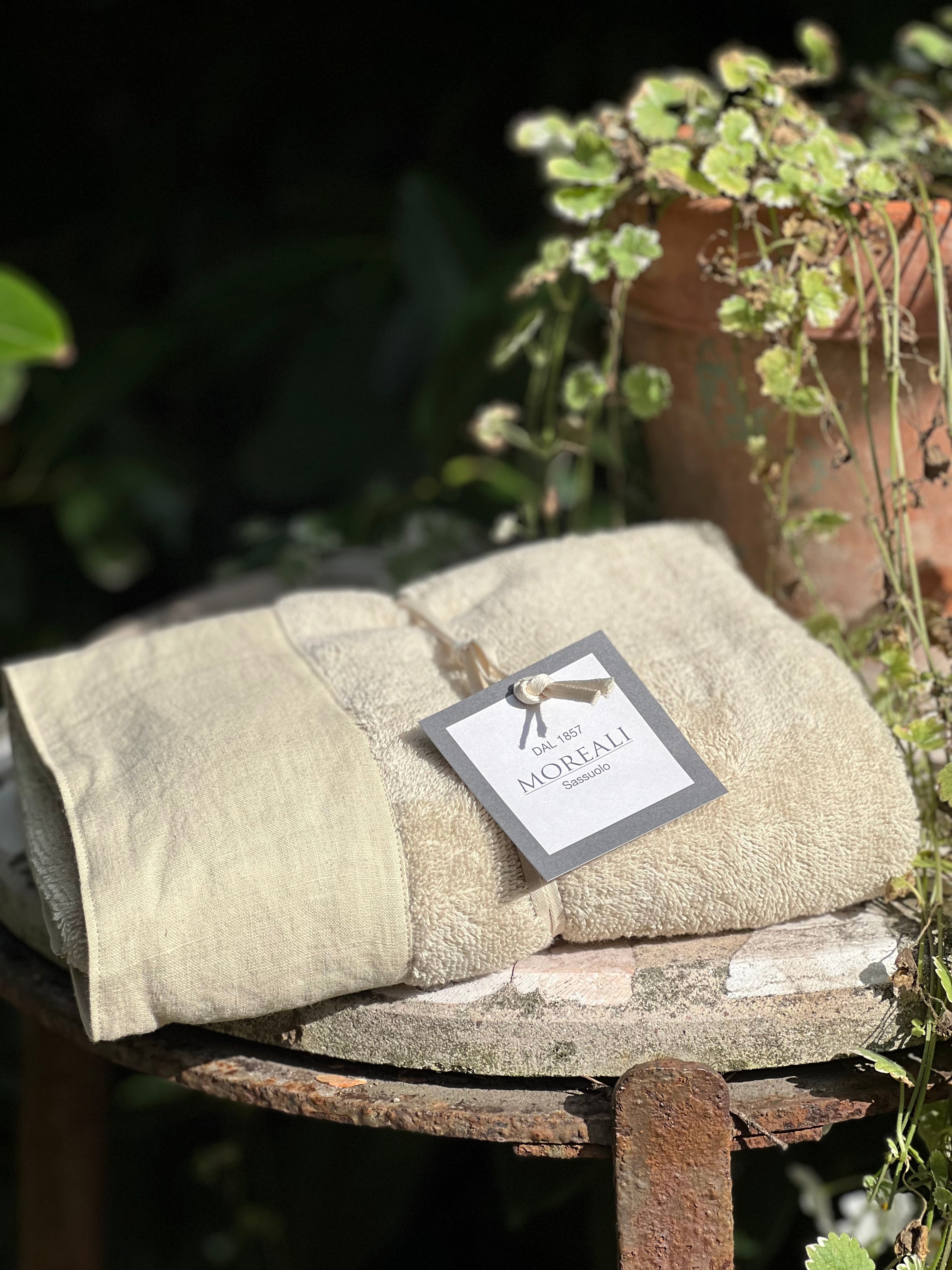 Set Asciugamani Nirano Bordo Lino Bagno Moreali Tessile Casa 60 x 100 / 40 x 60 Corda