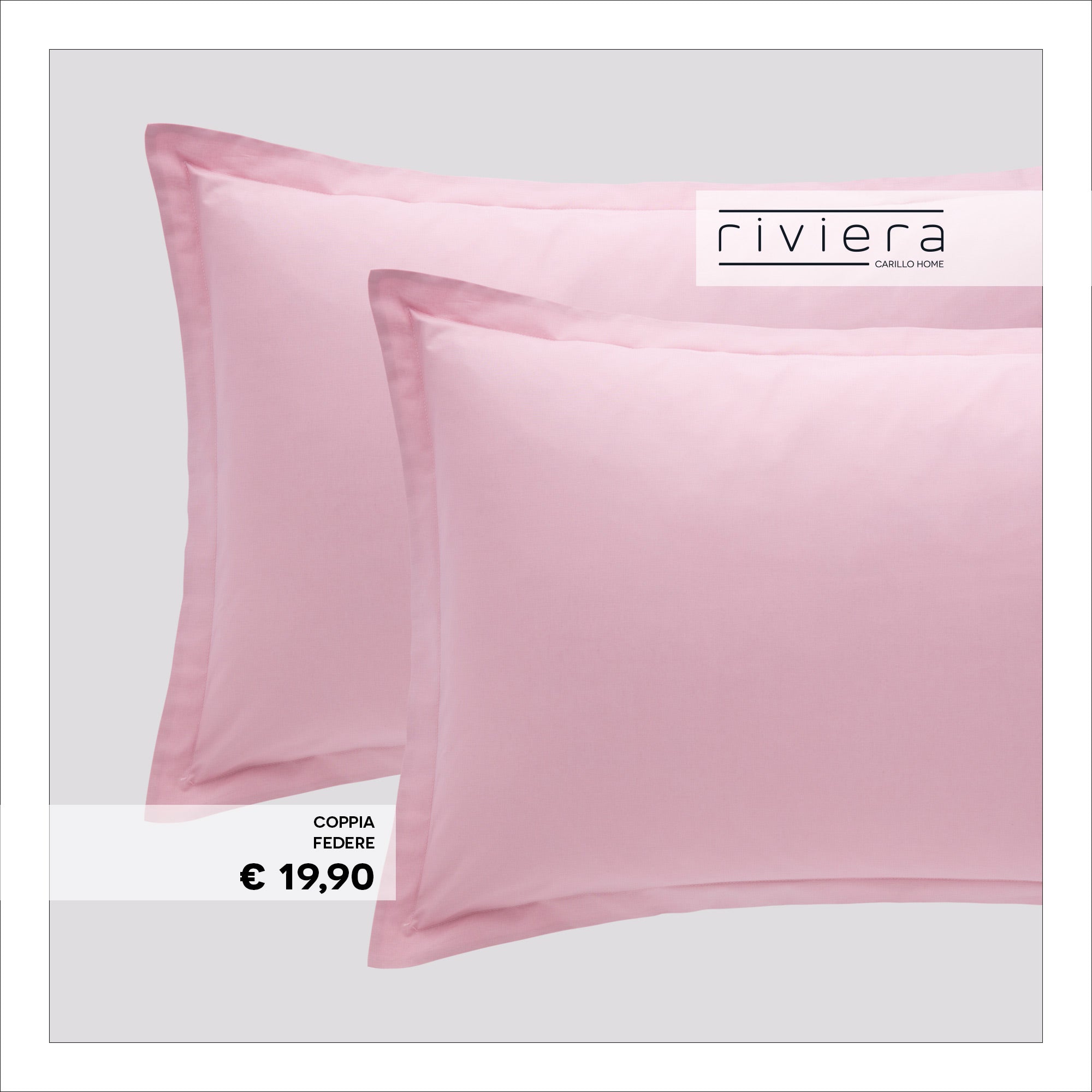 Coppia di Federe 100% Madapolam Cotone Letto Riviera 50 x 80 Rosa Antico