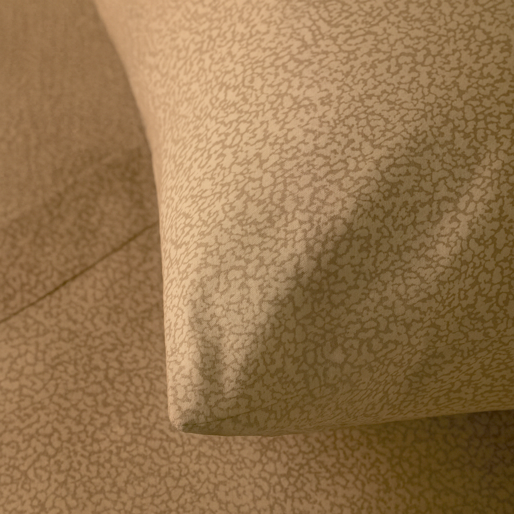 POPUP - Completo Lenzuola Flanella Cotone Stampato Cloudette Letto Riviera Singolo Tortora