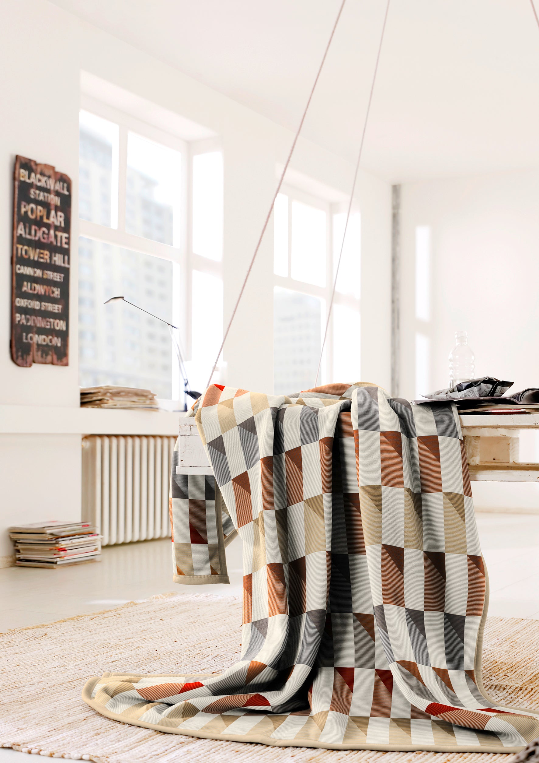 Plaid Caldo Cotone Illusion Orange Soggiorno Borbo