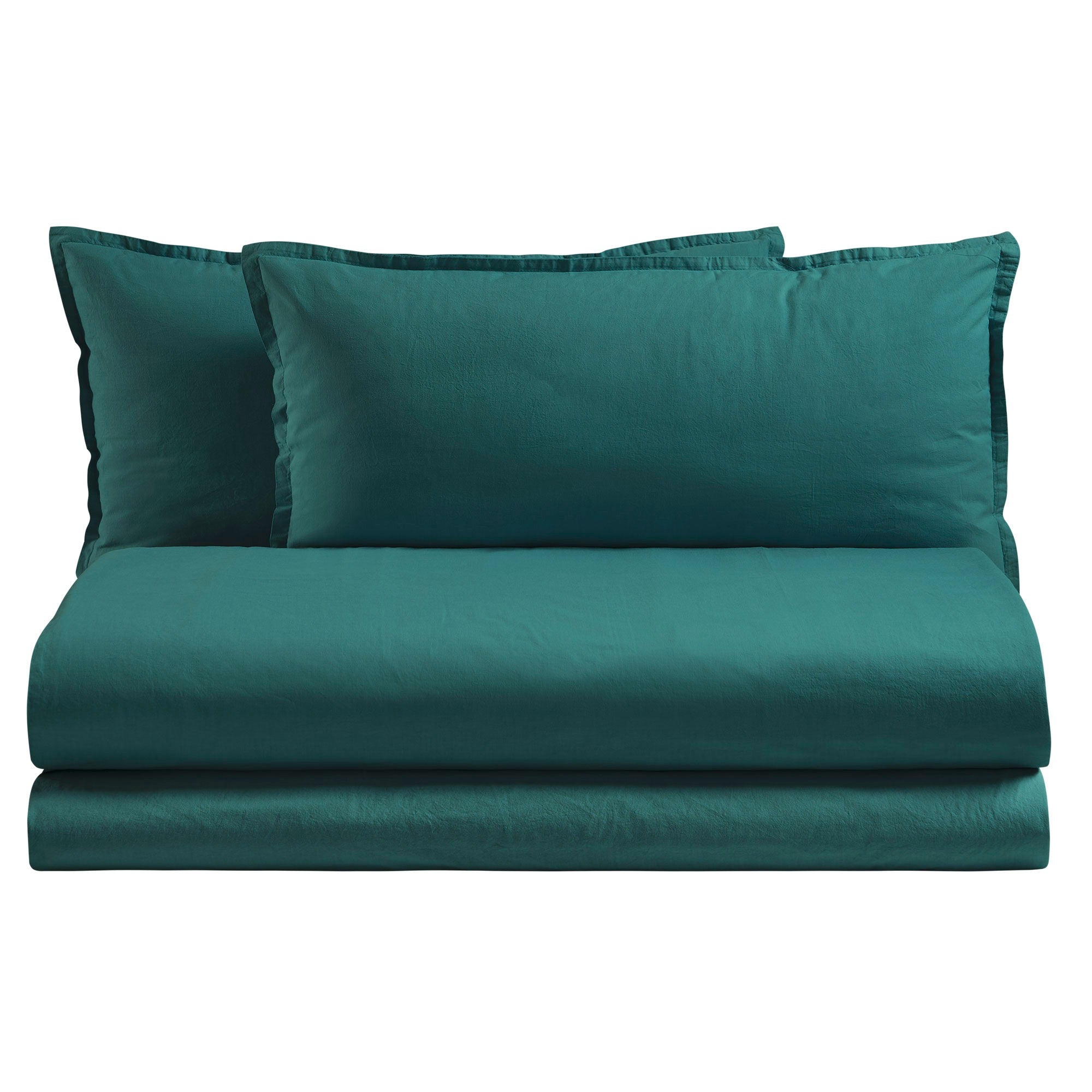 Parure Copripiumino Cotone No-Stiro ESSENZIALE Letto Moreali Tessile Casa Matrimoniale Ottanio