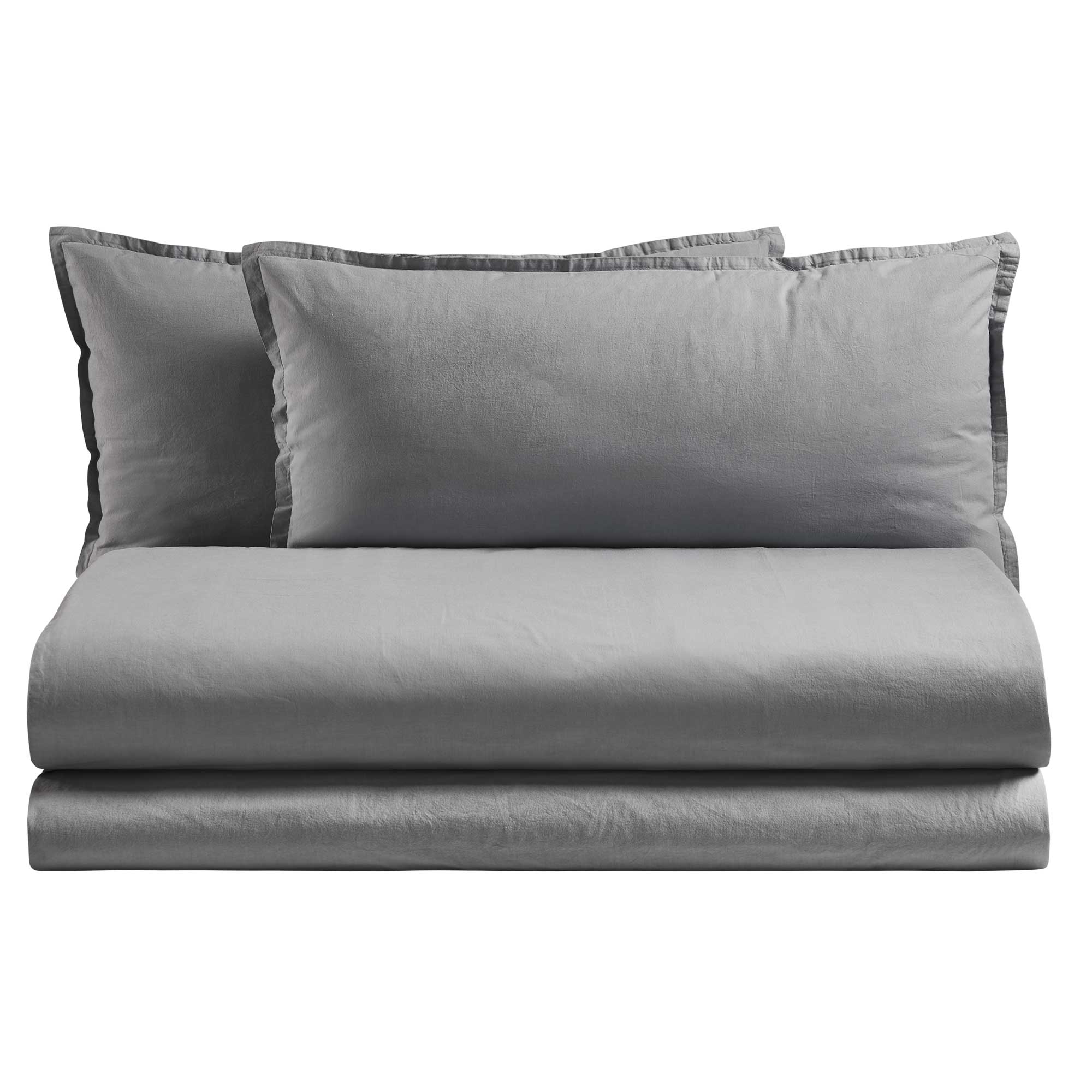 Parure Copripiumino Cotone No-Stiro ESSENZIALE Letto Moreali Tessile Casa Matrimoniale Grigio