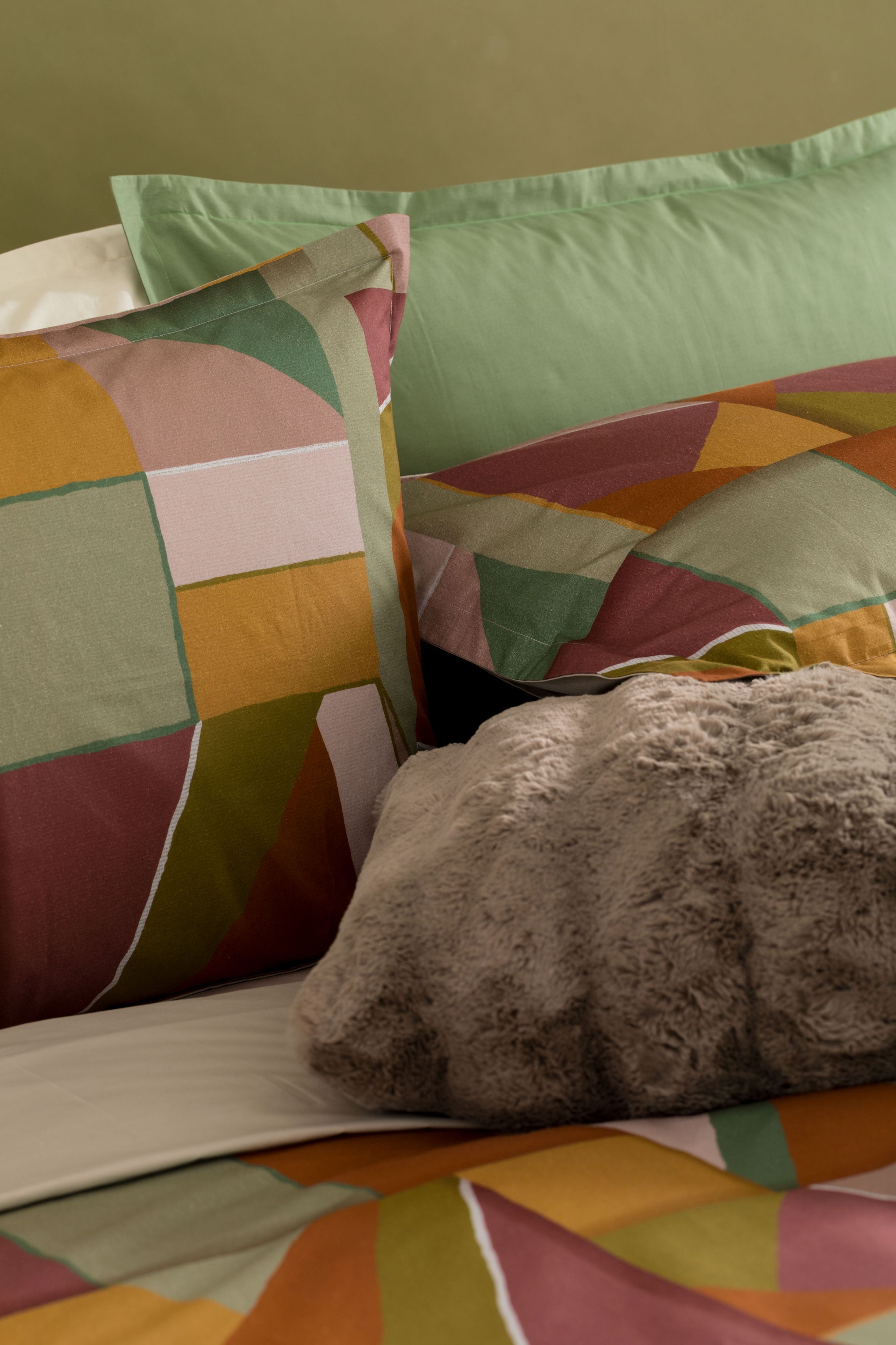 Completo Lenzuola Copriletto Percalle Stampa Digitale Brody Letto Riviera Matrimoniale Giallo Ambra