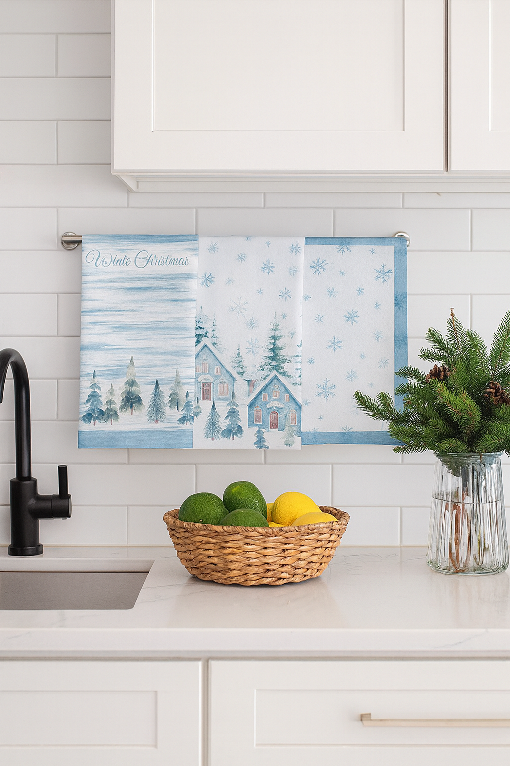 Set 3 Canovacci Twill Cotone Antimacchia WHITE CHRISTMAS