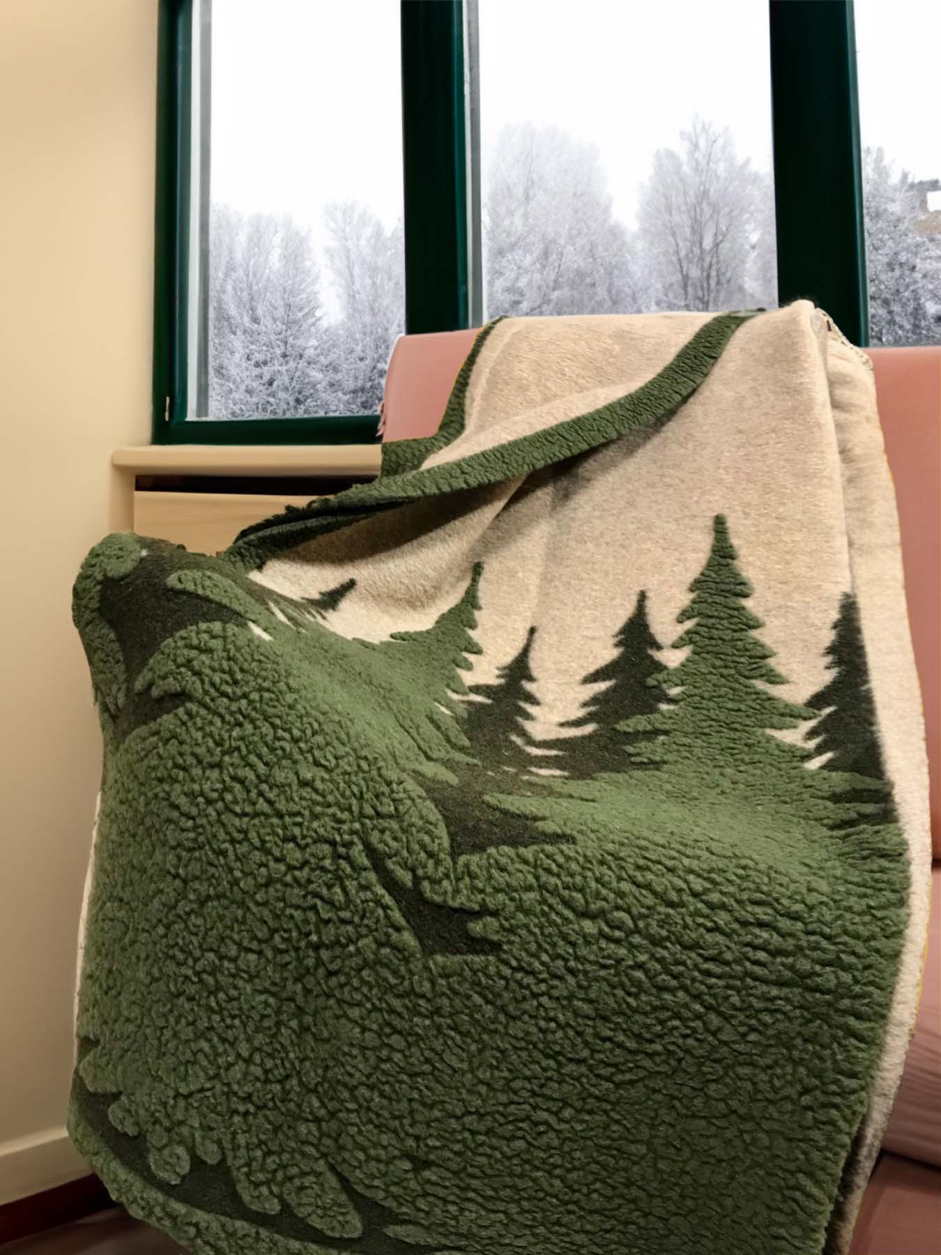 Plaid Effetto Lana Cotta FODLA Soggiorno S&G 130 x 160 Verde