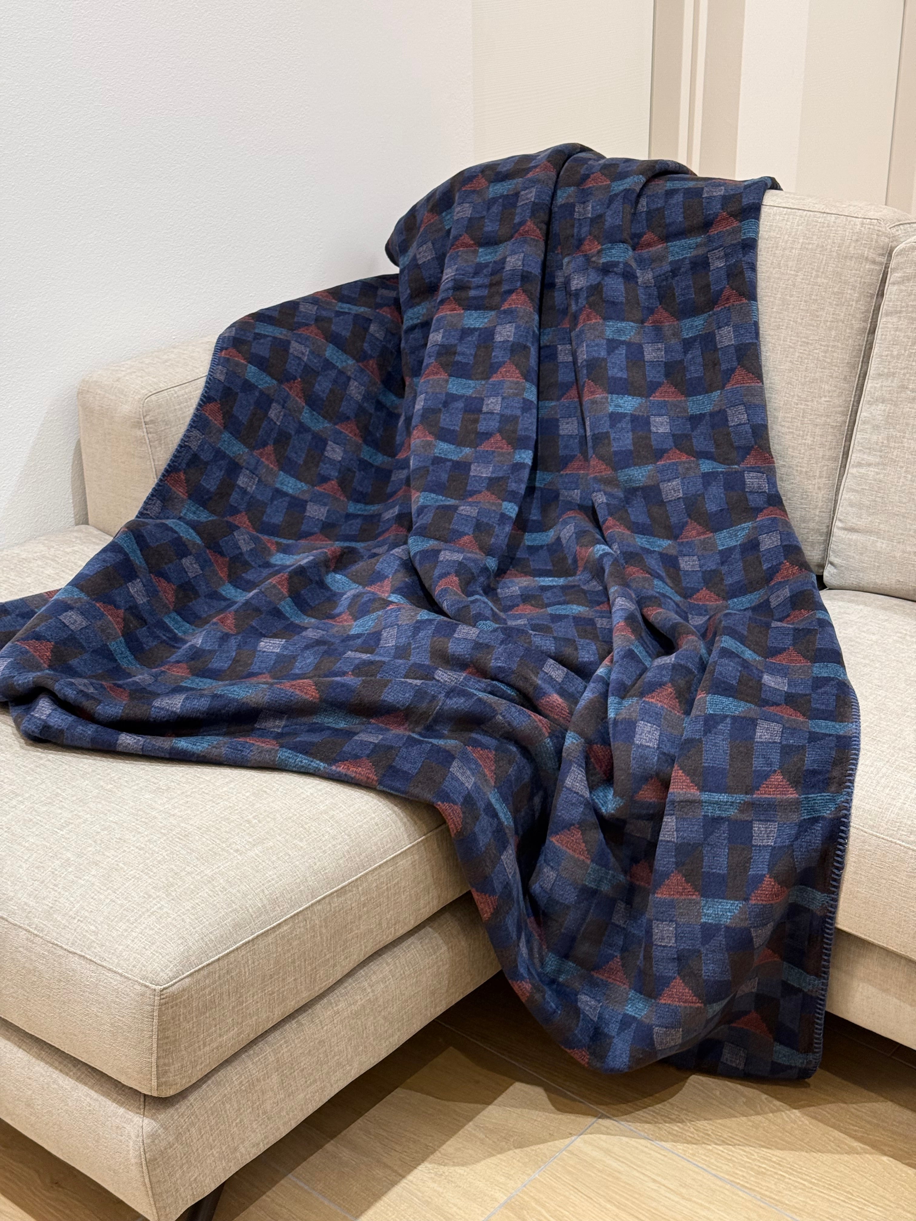 Plaid Misto Cotone Fantasia Navy Soggiorno Borbo 150 x 200 Blu Navy