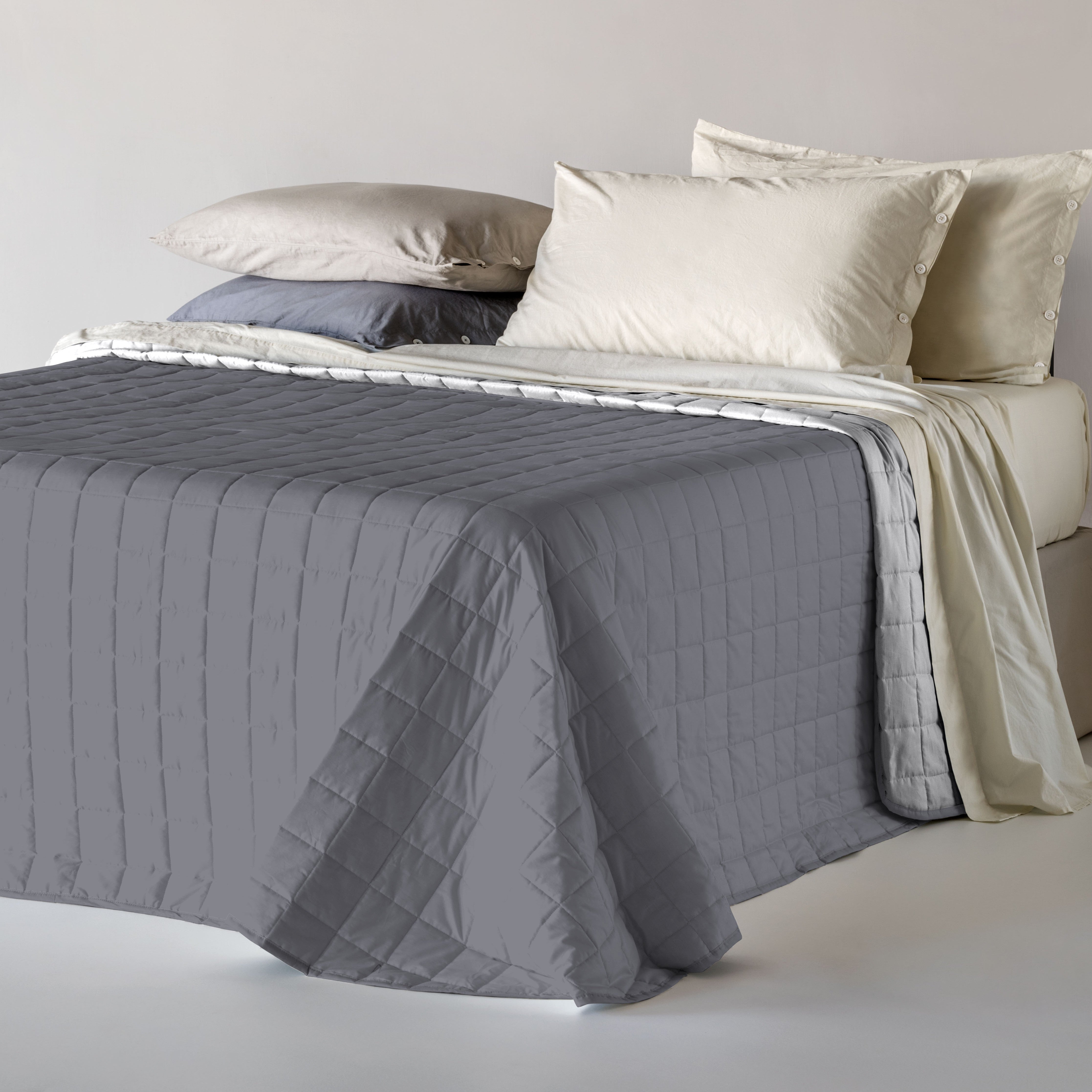 Trapuntino in Microfibra Bicolore PASSEPARTOUT Letto Riviera Matrimoniale 260 x 260 Grigio Nuvola