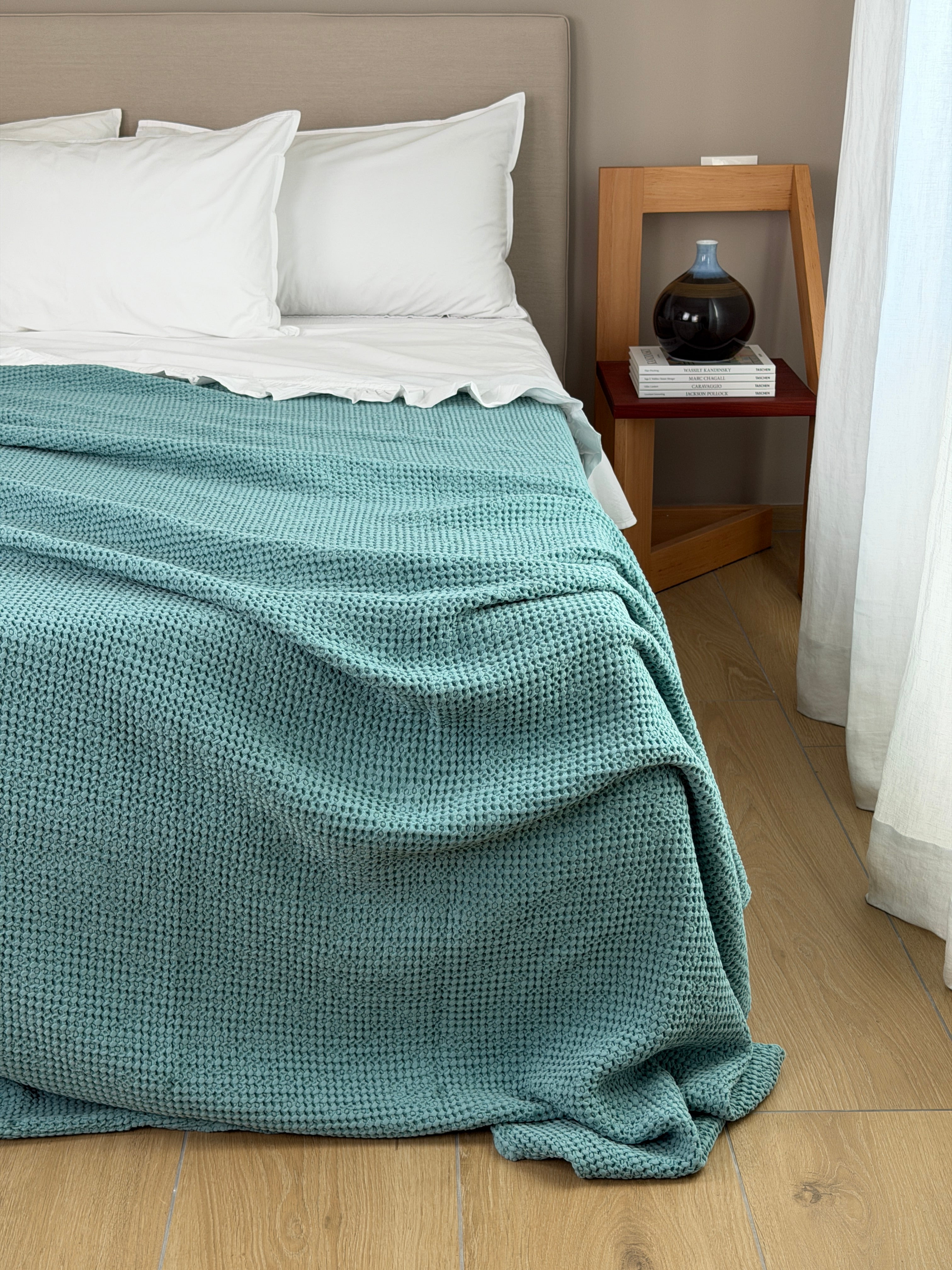 Copriletto Stone Washed Nido D'Ape Letto Moreali Tessile Casa Matrimoniale 260 x 260 Aquifer