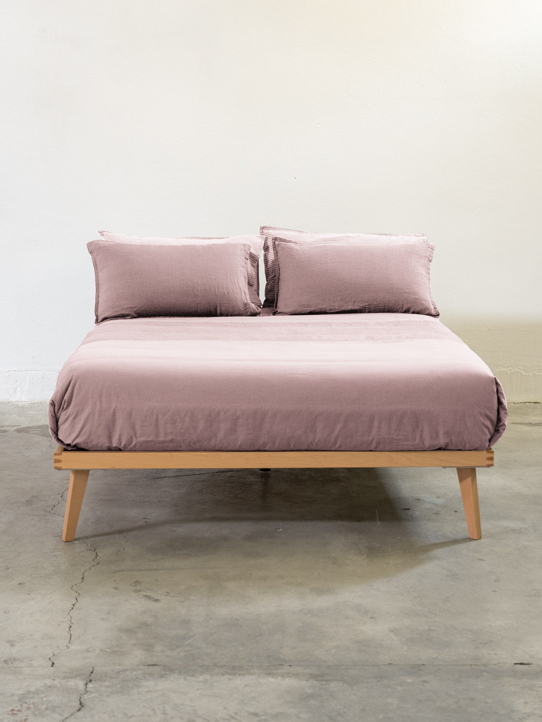 FINE SERIE Parure Copripiumino No-Stiro Lino/Cotone NIRANO Letto Moreali Tessile Casa Matrimoniale Rosa Tenue