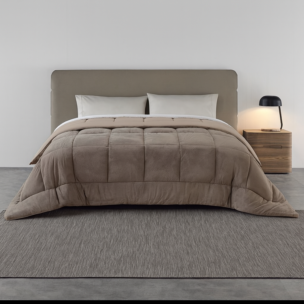 Trapunta Pelliccia Extra Soft COCCOLA Letto Moreali Tessile Casa Singolo 170 x 260 Tortora