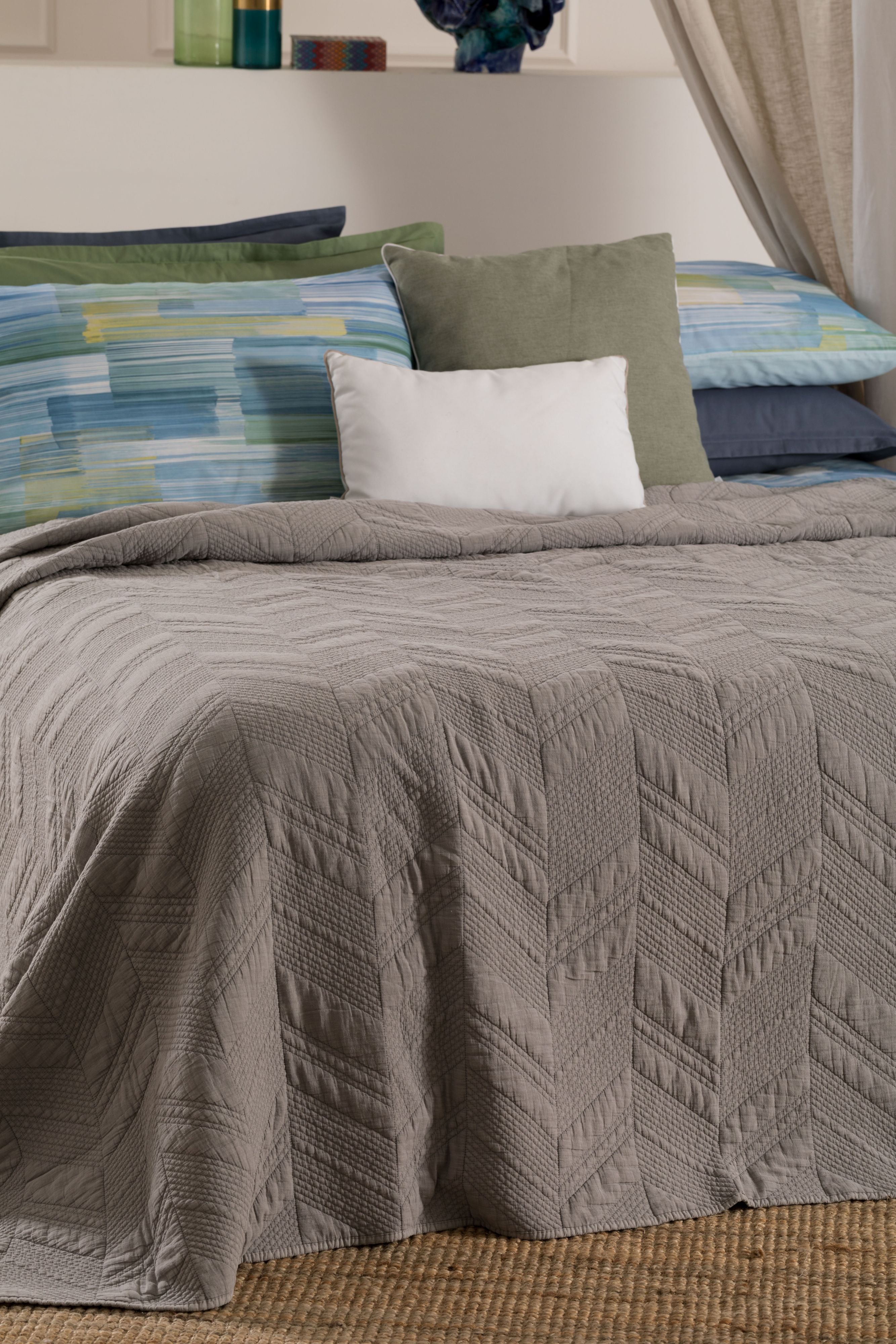 Trapuntino Ricamato Cotone Stone Washed ALCIS Letto Riviera