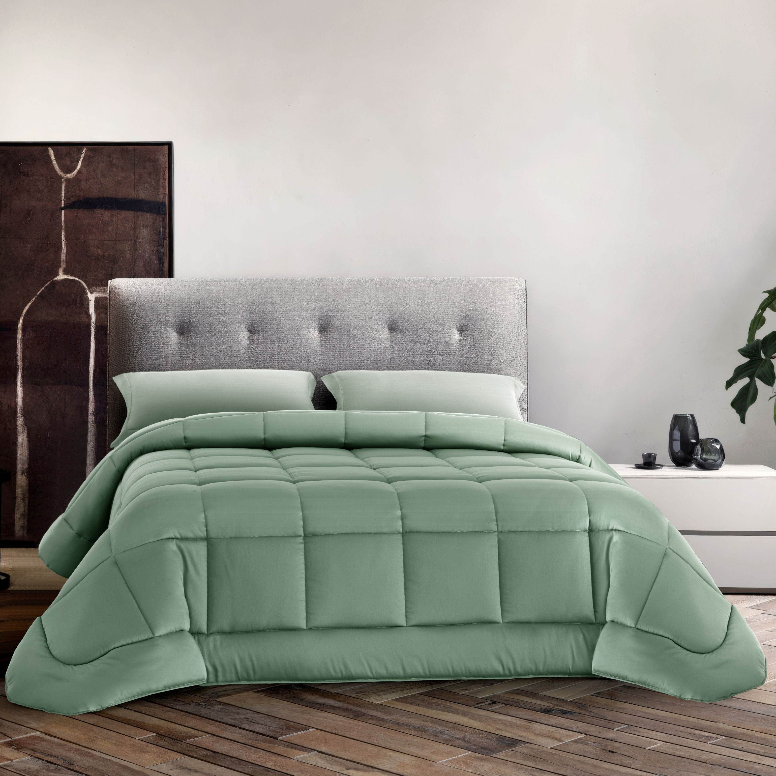 Trapunta Raso 300TC LUXURY Letto Moreali Tessile Casa 270 x 270 Verde