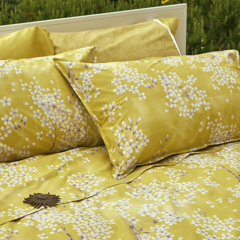 Completo Lenzuola Percalle KIMONO Letto Fazzini Singolo Giallo