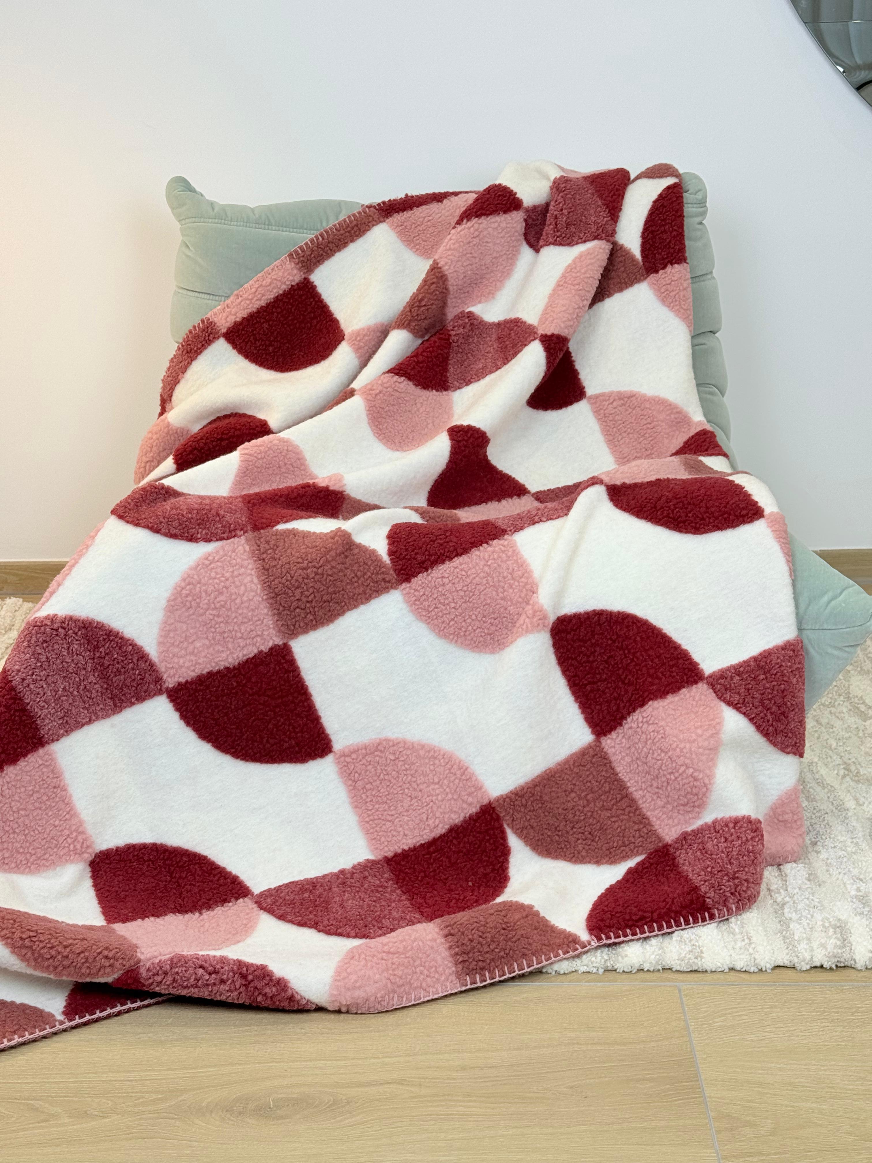 Plaid Lana Cotta Italiana POP ART CIRCLES Soggiorno Moreali Tessile Casa Plaid 150 x 170 Avorio