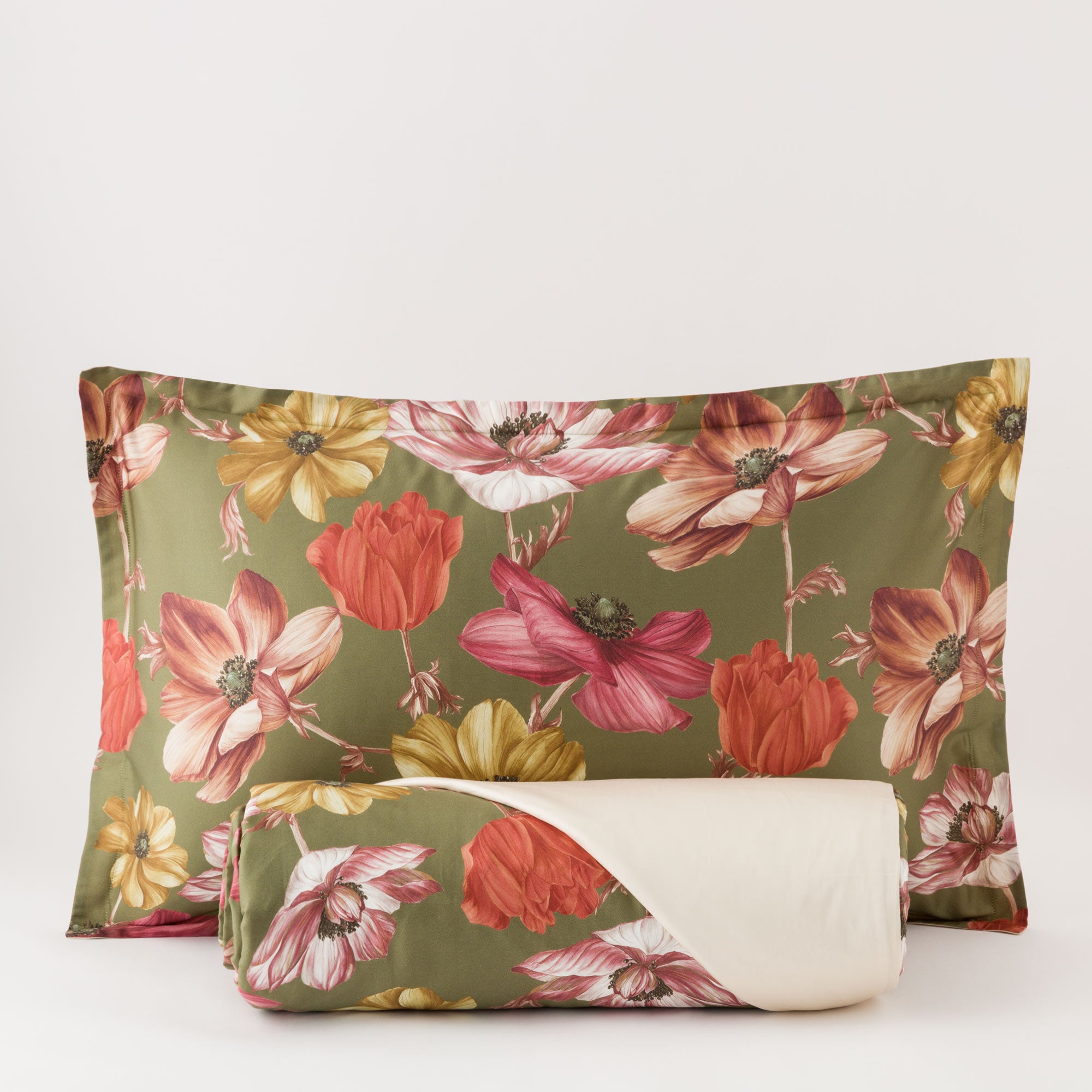 Completo Lenzuola Copriletto Raso 300TC Stampa Digitale Kalia Letto Reevèr