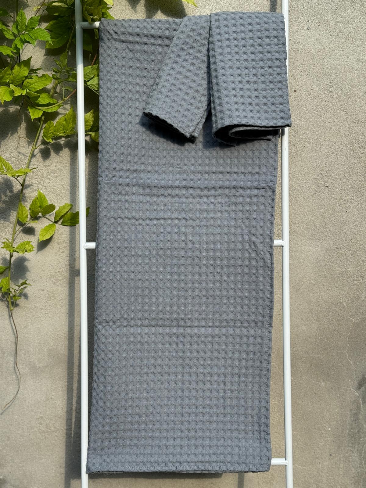 Set Asciugamani APONE Bagno Moreali Tessile Casa 60 x 110 / 40 x 60 Antracite