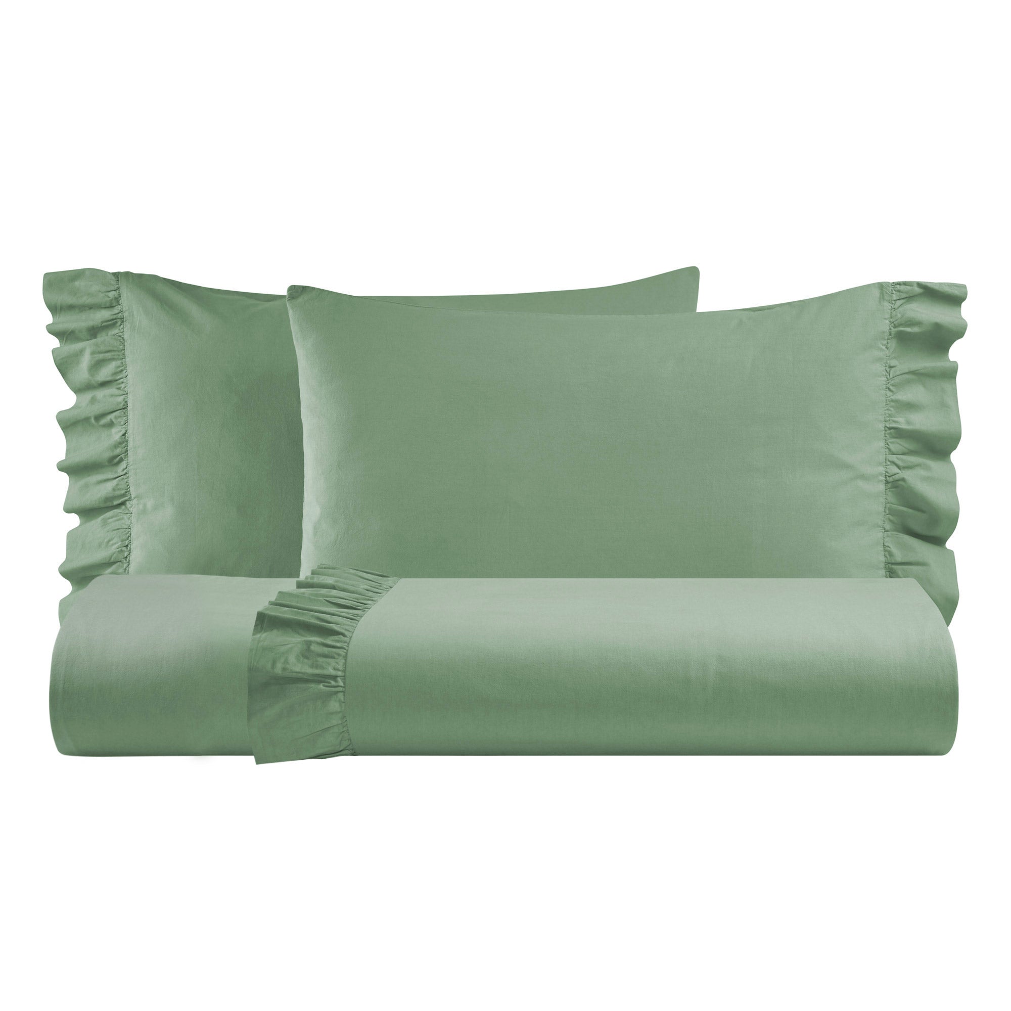 FINE SERIE Parure Lenzuola No-Stiro FRAPPA LAB Letto Moreali Tessile Casa Matrimoniale Verde