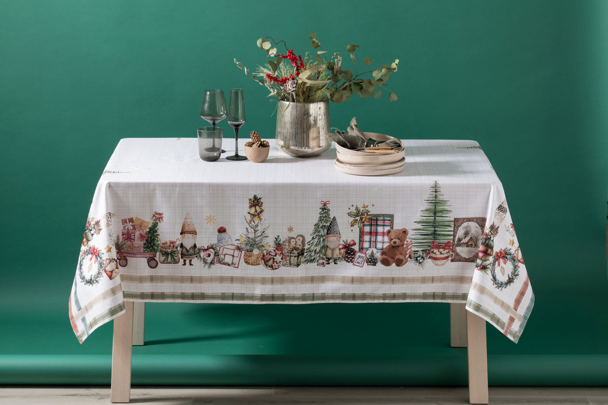 Tovaglia Twill Cotone Antimacchia CADEAU Cucina Moreali Tessile Casa Runner 45 x 150 Natalizio