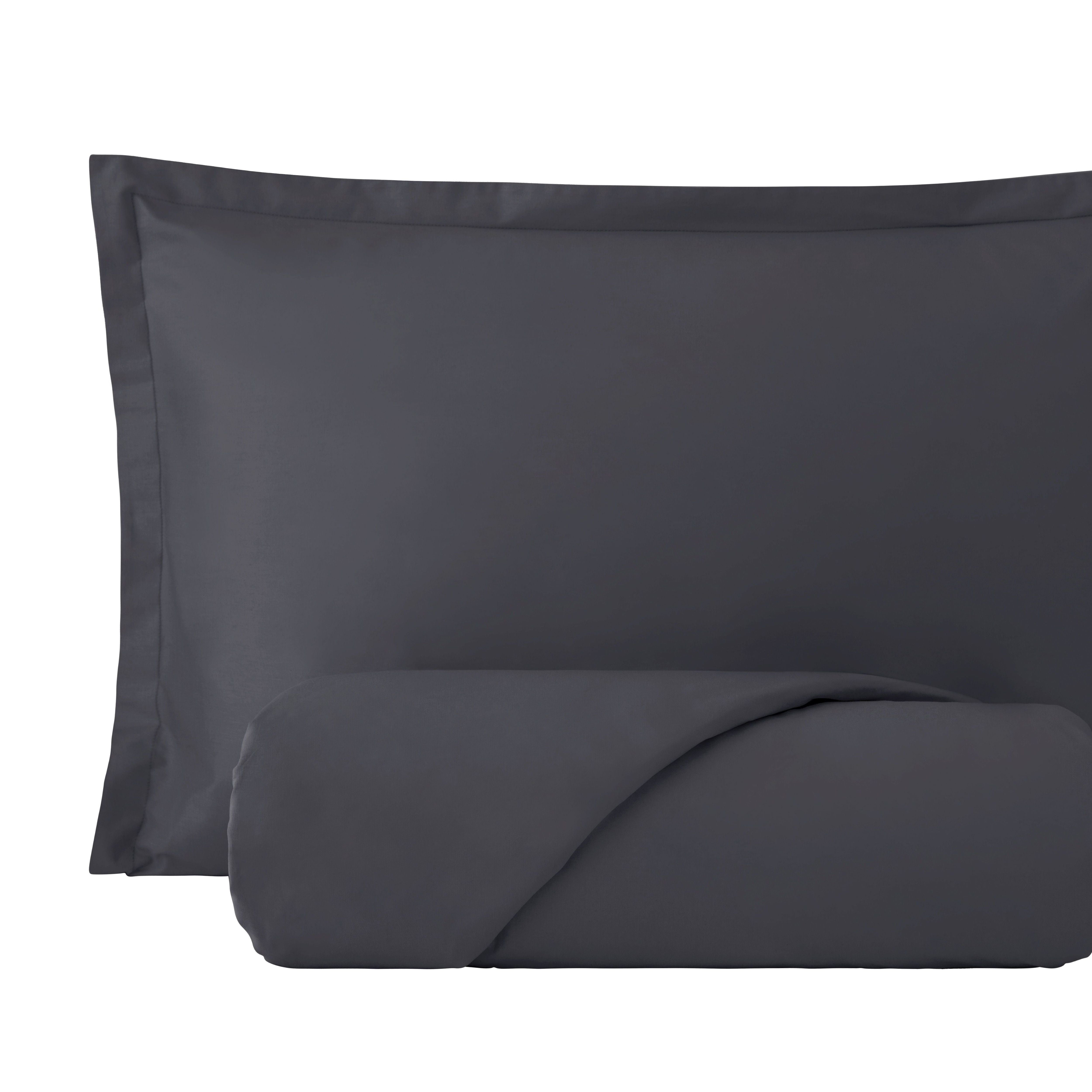 Parure Copripiumino Madapolam Singolo / P.Mezzo Letto Riviera Piazza e Mezzo Grigio Carbone