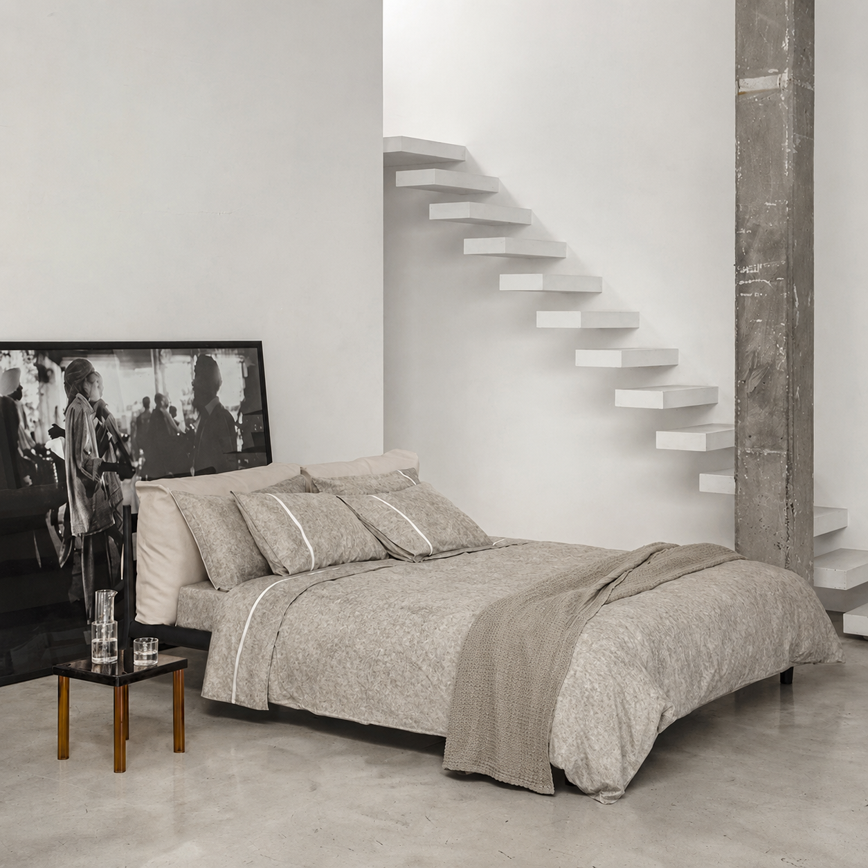Trapuntino Percalle GALUCHAT Letto Fazzini Matrimoniale 270 x 270 Sasso
