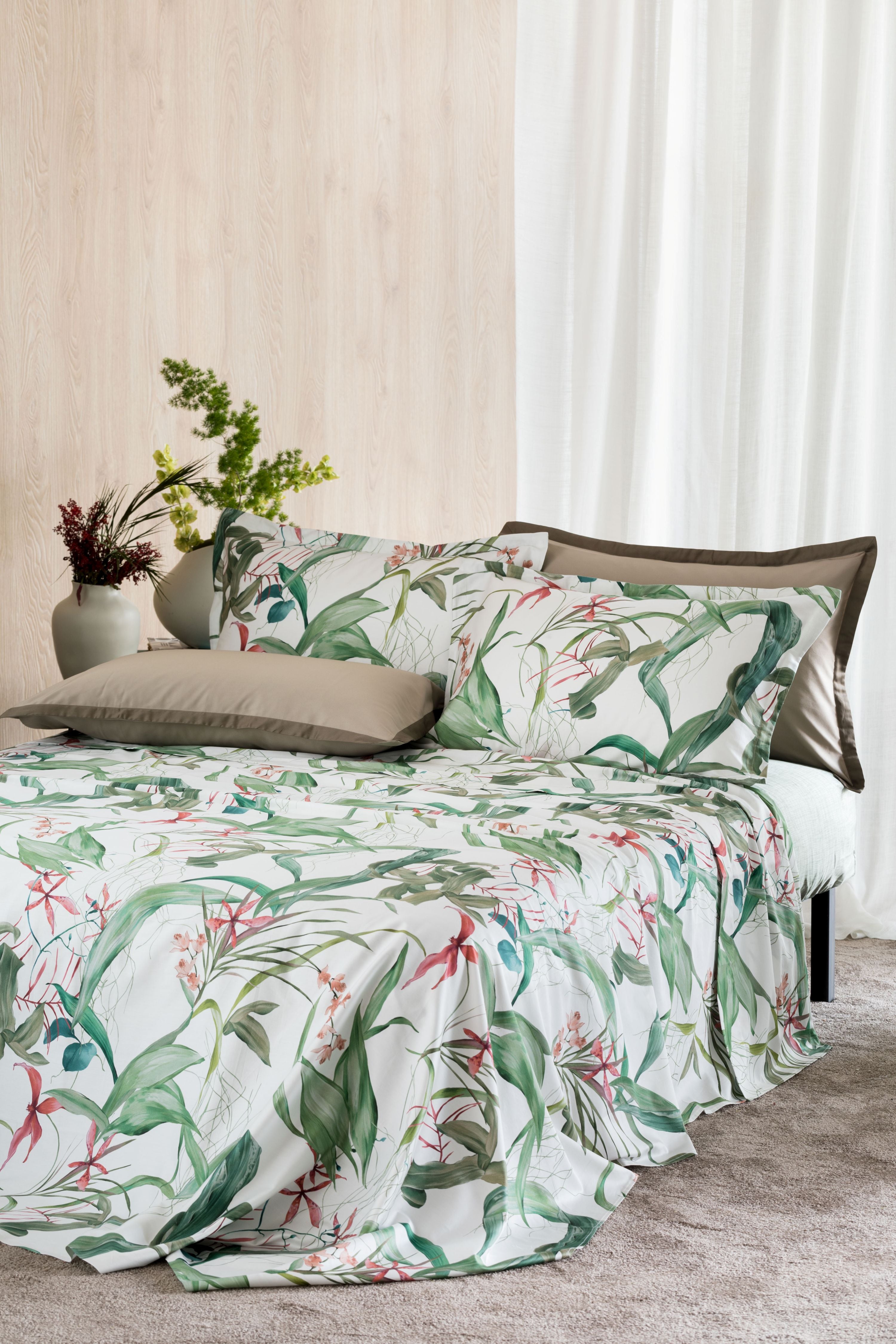 Completo Lenzuola Copriletto Raso 300TC Stampa Digitale PREZIOSA Letto Reevèr