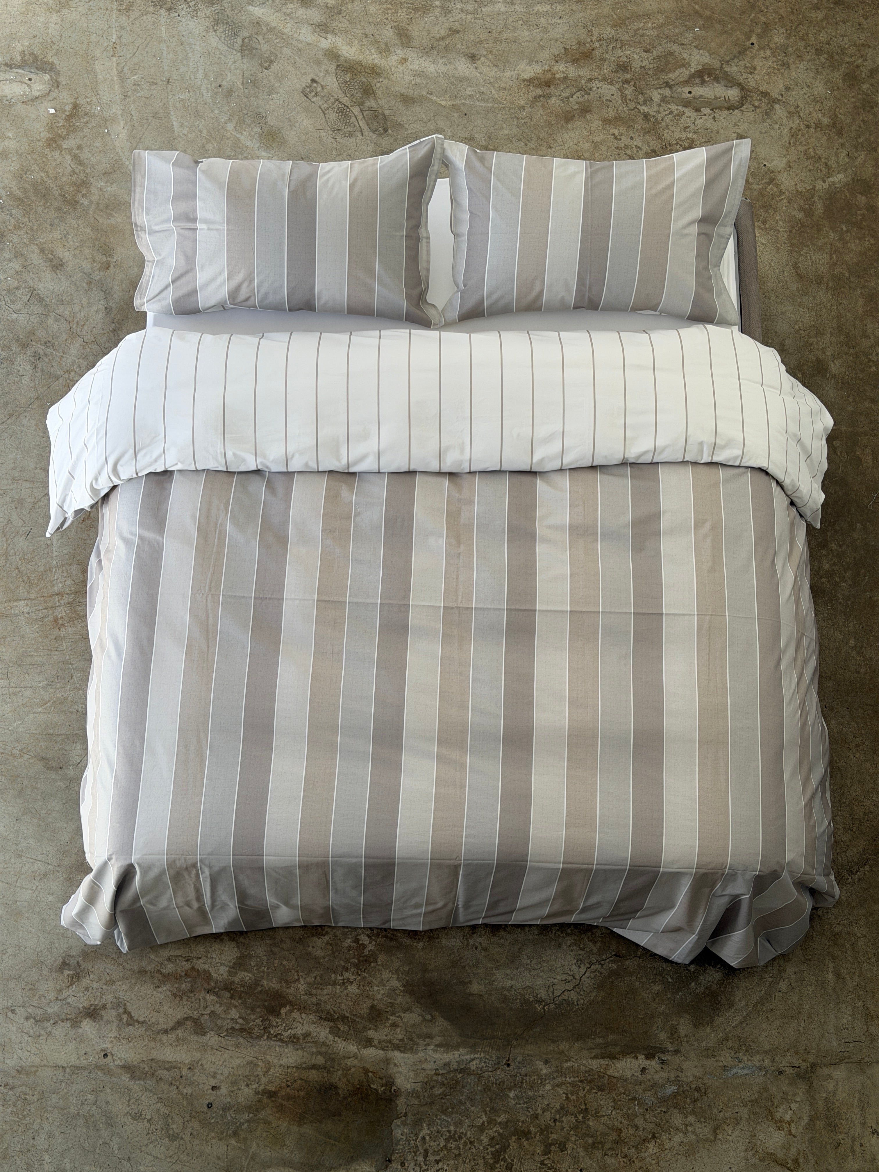 Parure Copripiumino Double Rigone-Righe EASY Letto Moreali Tessile Casa Matrimoniale Lino