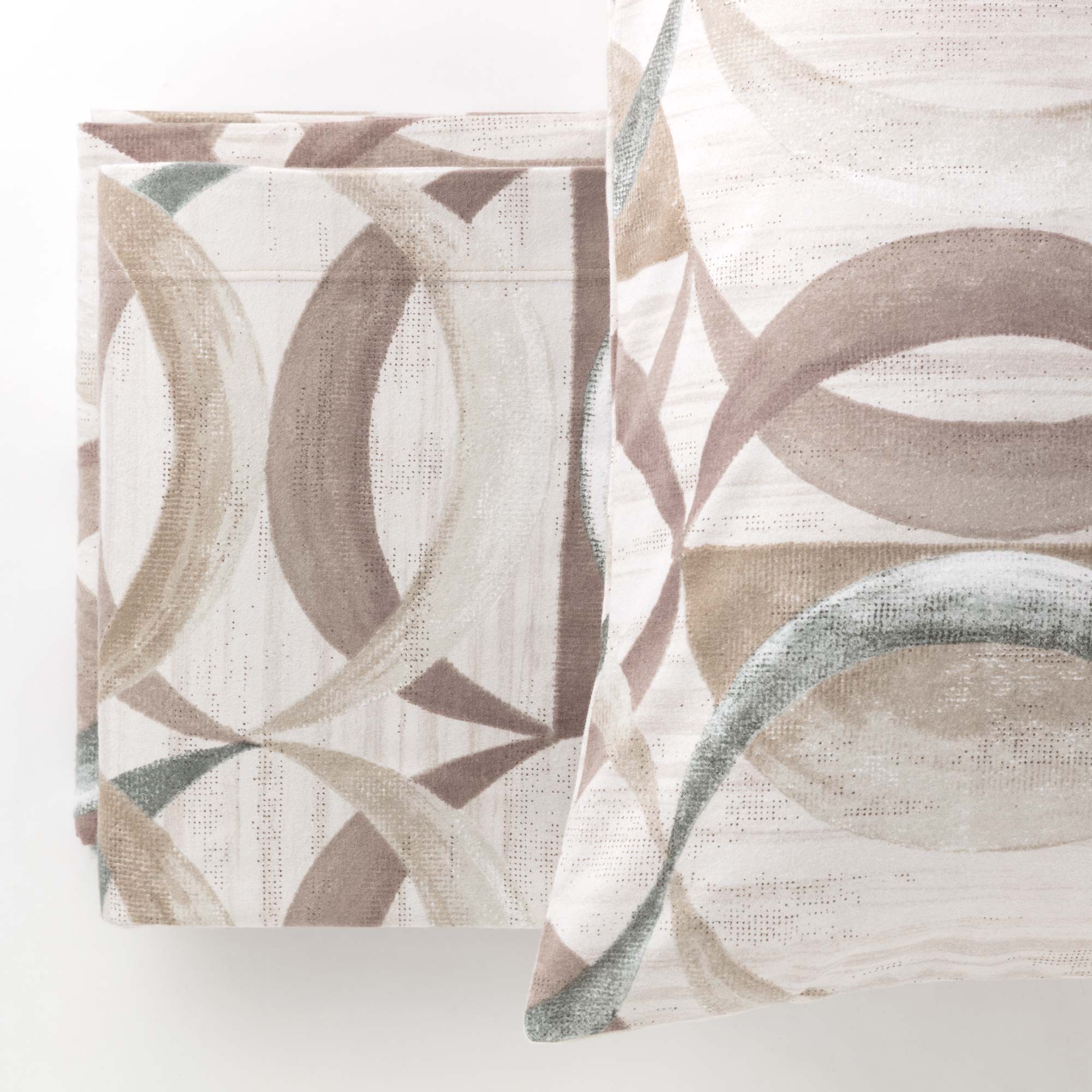 Completo Lenzuola Flanella Cotone Stampato Robert Letto Riviera Matrimoniale Beige