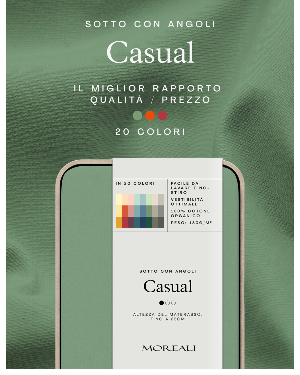Sotto con Angoli in Jersey Cotone CASUAL Materasso Moreali Tessile Casa