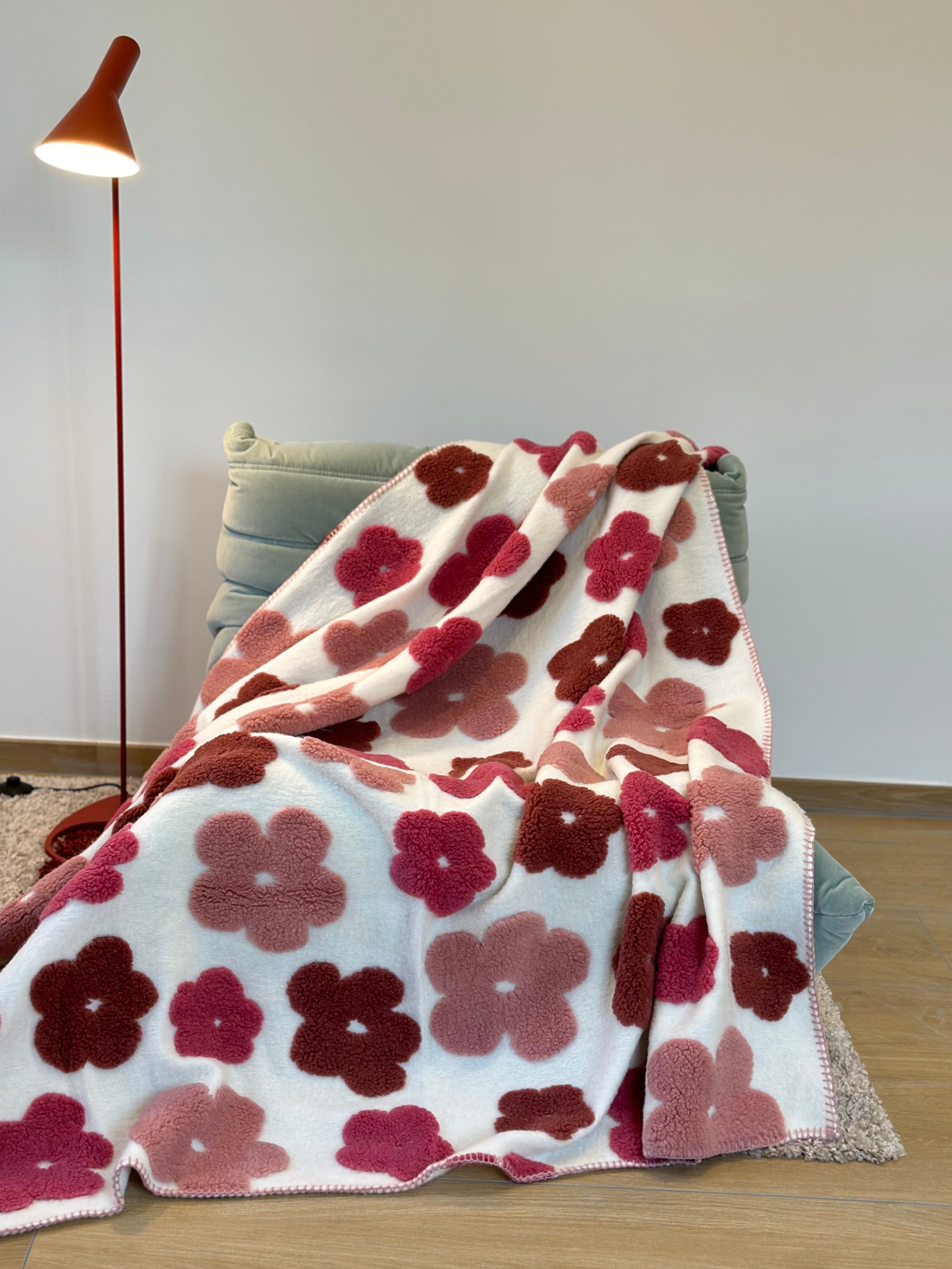 Plaid Lana Cotta Italiana POP ART FLOWERS Soggiorno Moreali Tessile Casa