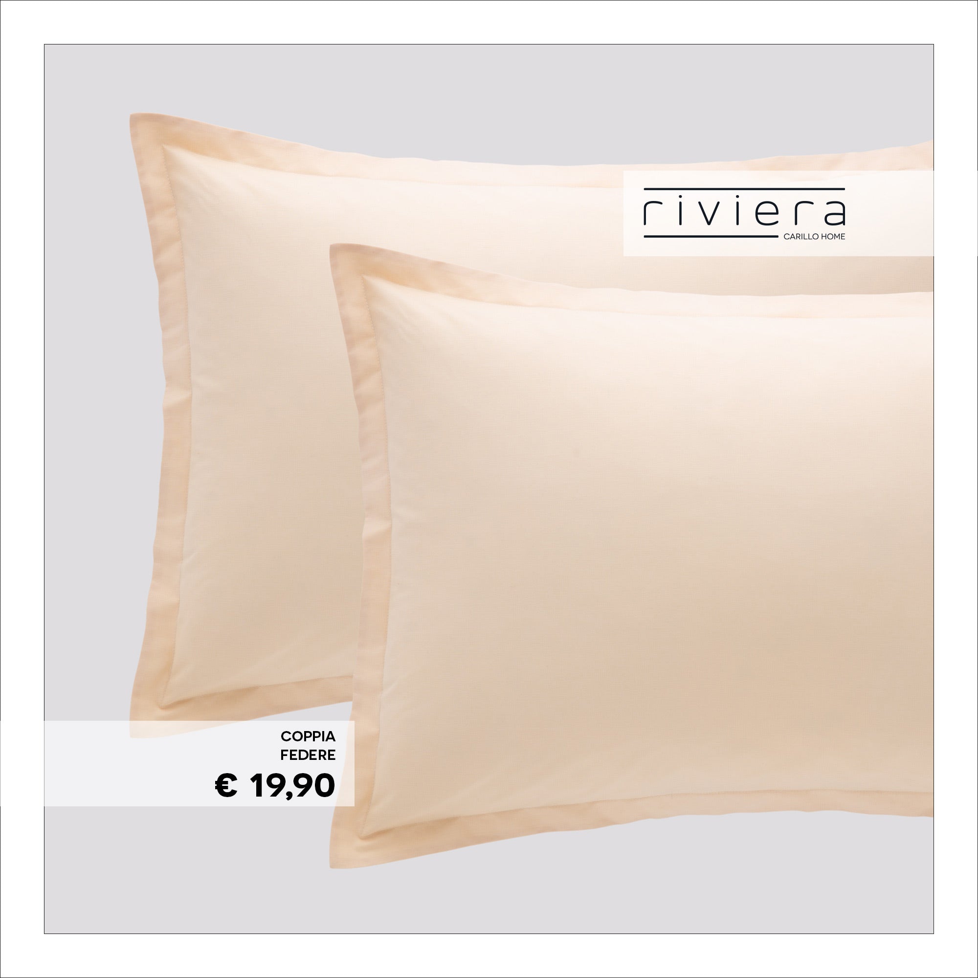 Coppia di Federe 100% Madapolam Cotone Letto Riviera 50 x 80 Avorio