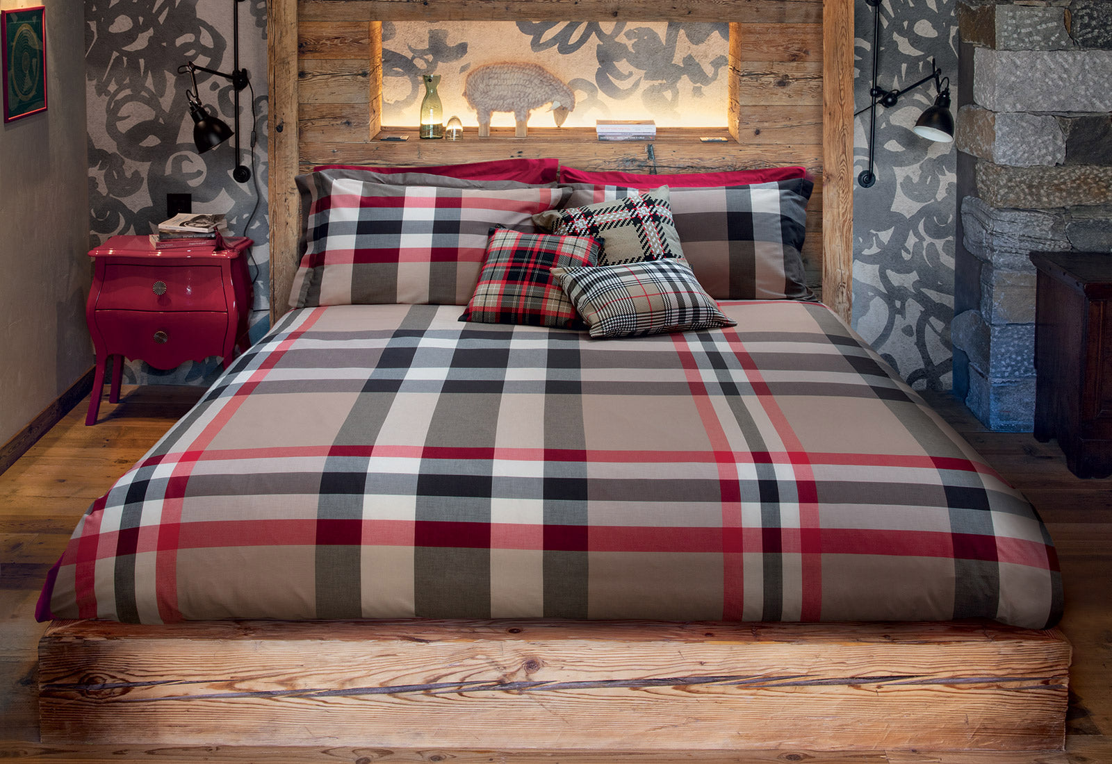 Parure Lenzuola BOSSI Lennox Letto Bossi Piazza e Mezzo Tinto Filo