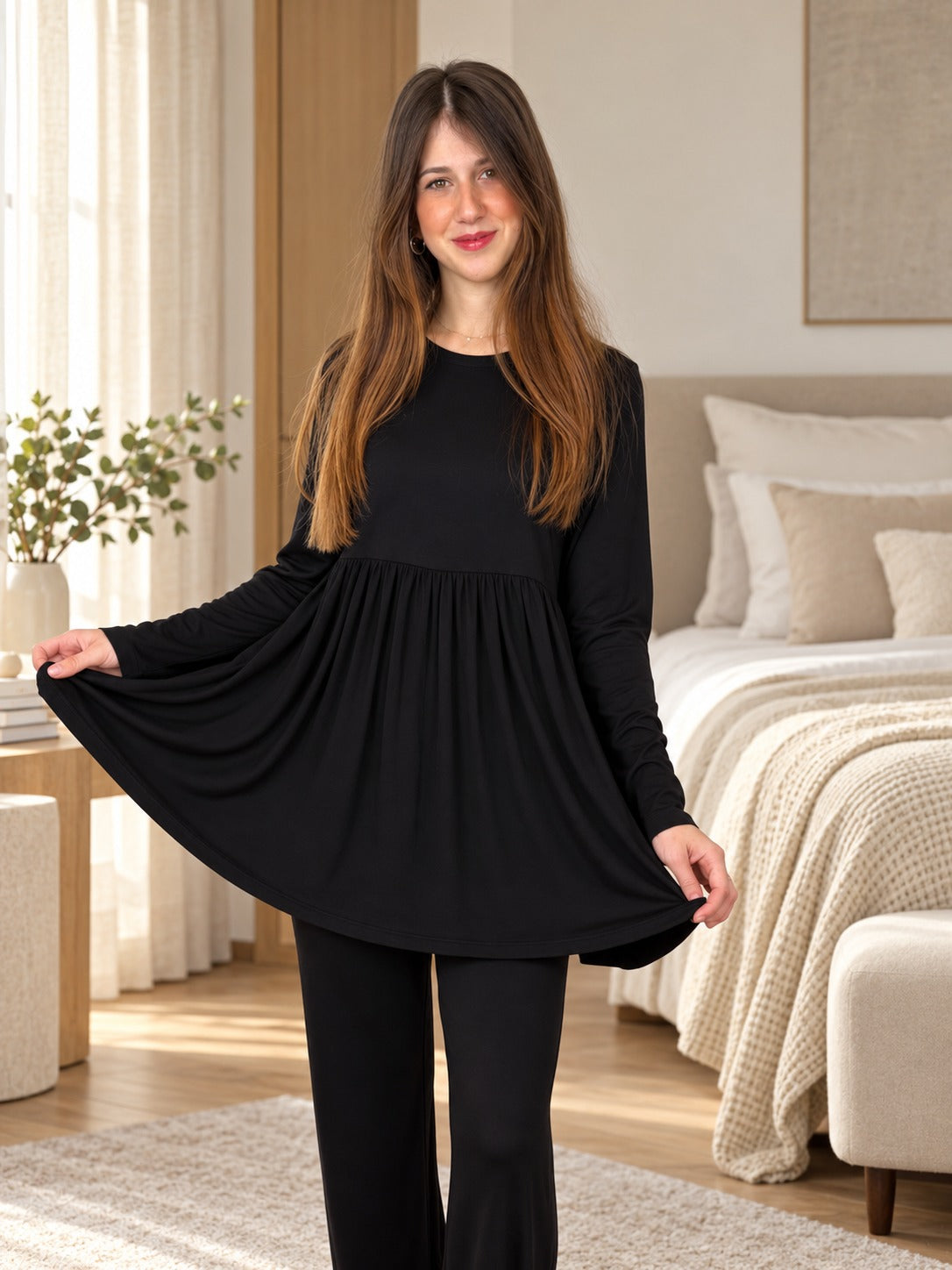 Pigiama In Viscosa Sartoriale CHARME Abbigliamento Moreali Tessile Casa S Nero