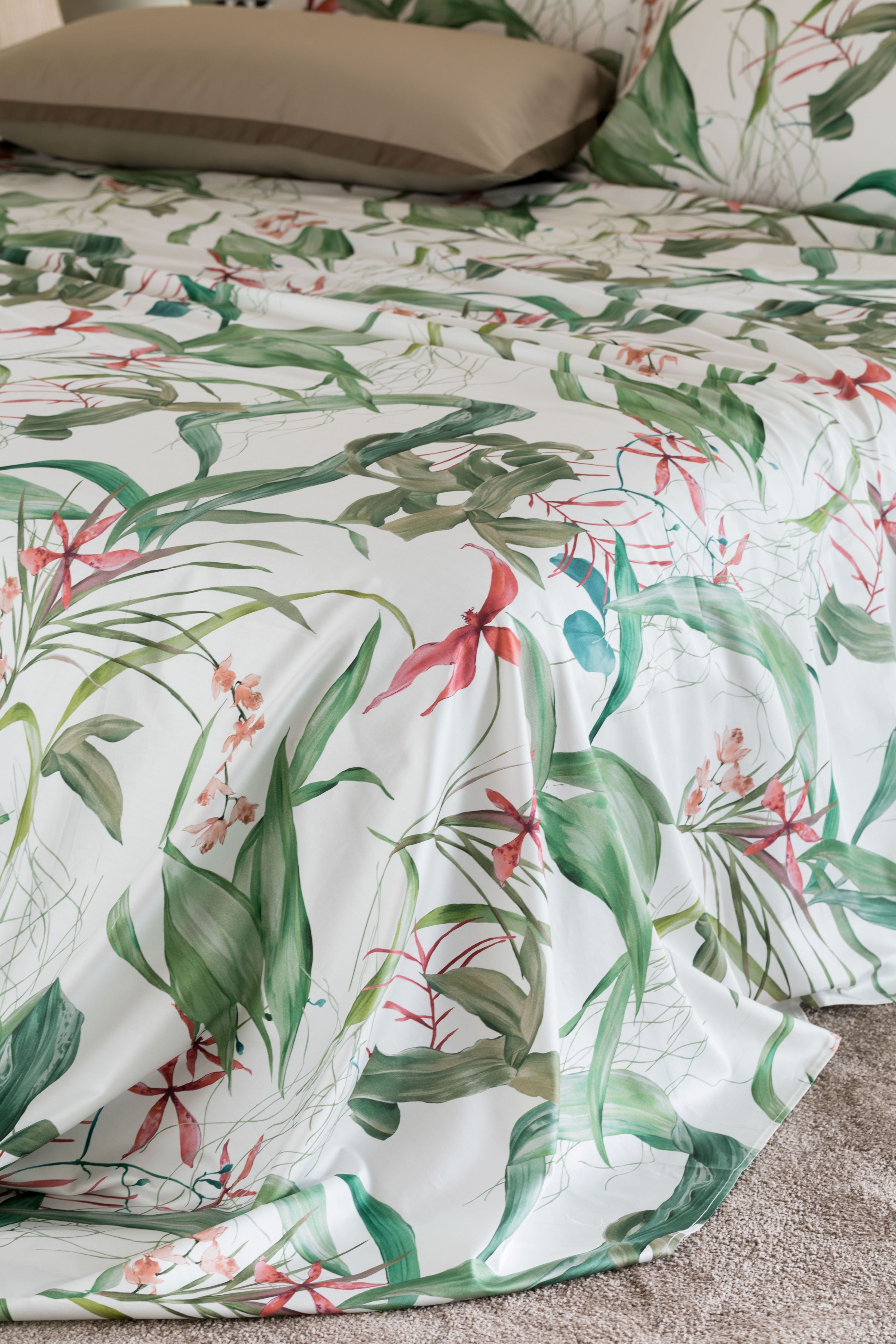 Completo Lenzuola Copriletto Raso 300TC Stampa Digitale PREZIOSA Letto Reevèr