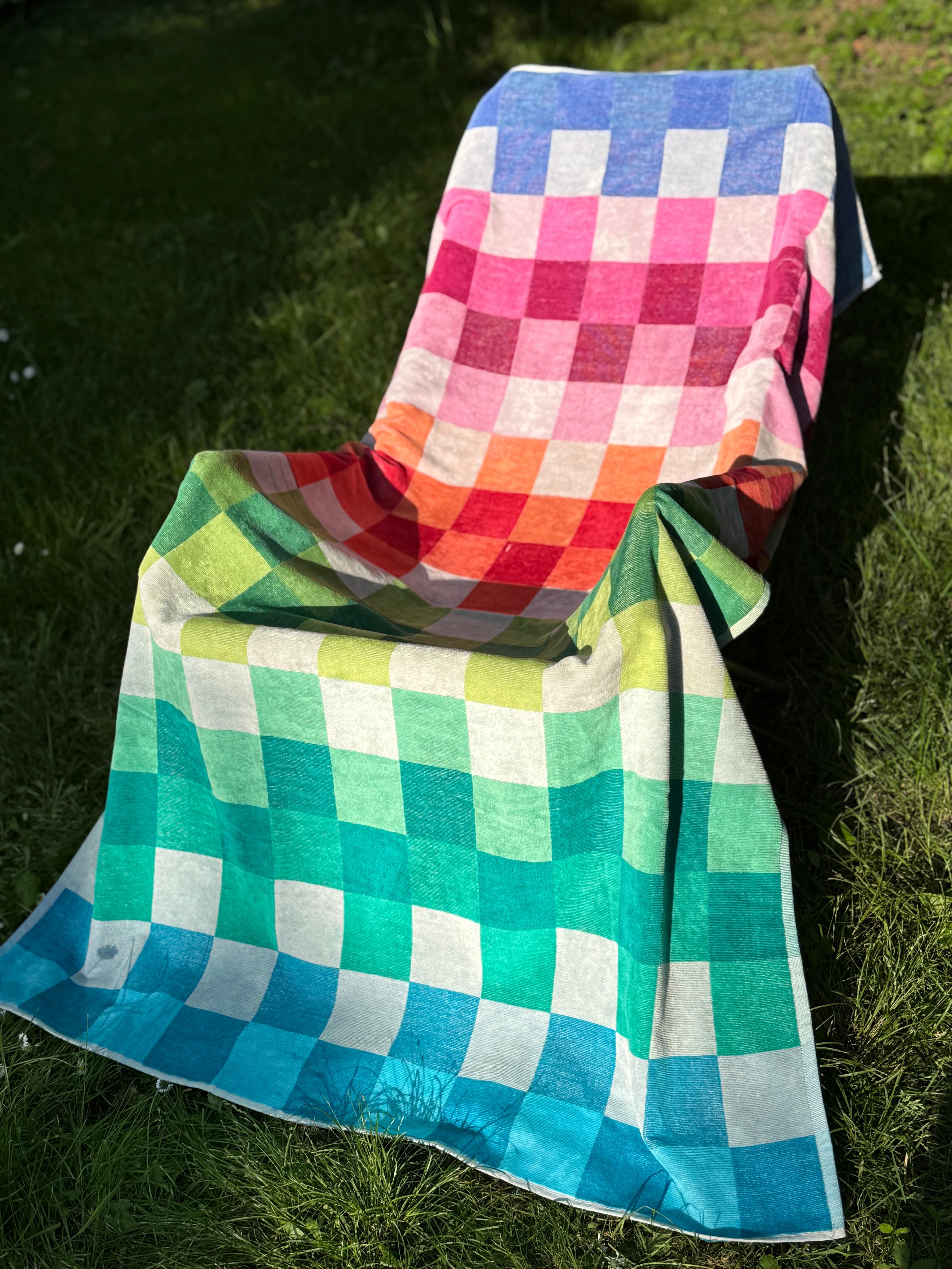 Telo Mare Spugna Velour Scacchi Telo Lasa Home 100 x 180 Multicolor