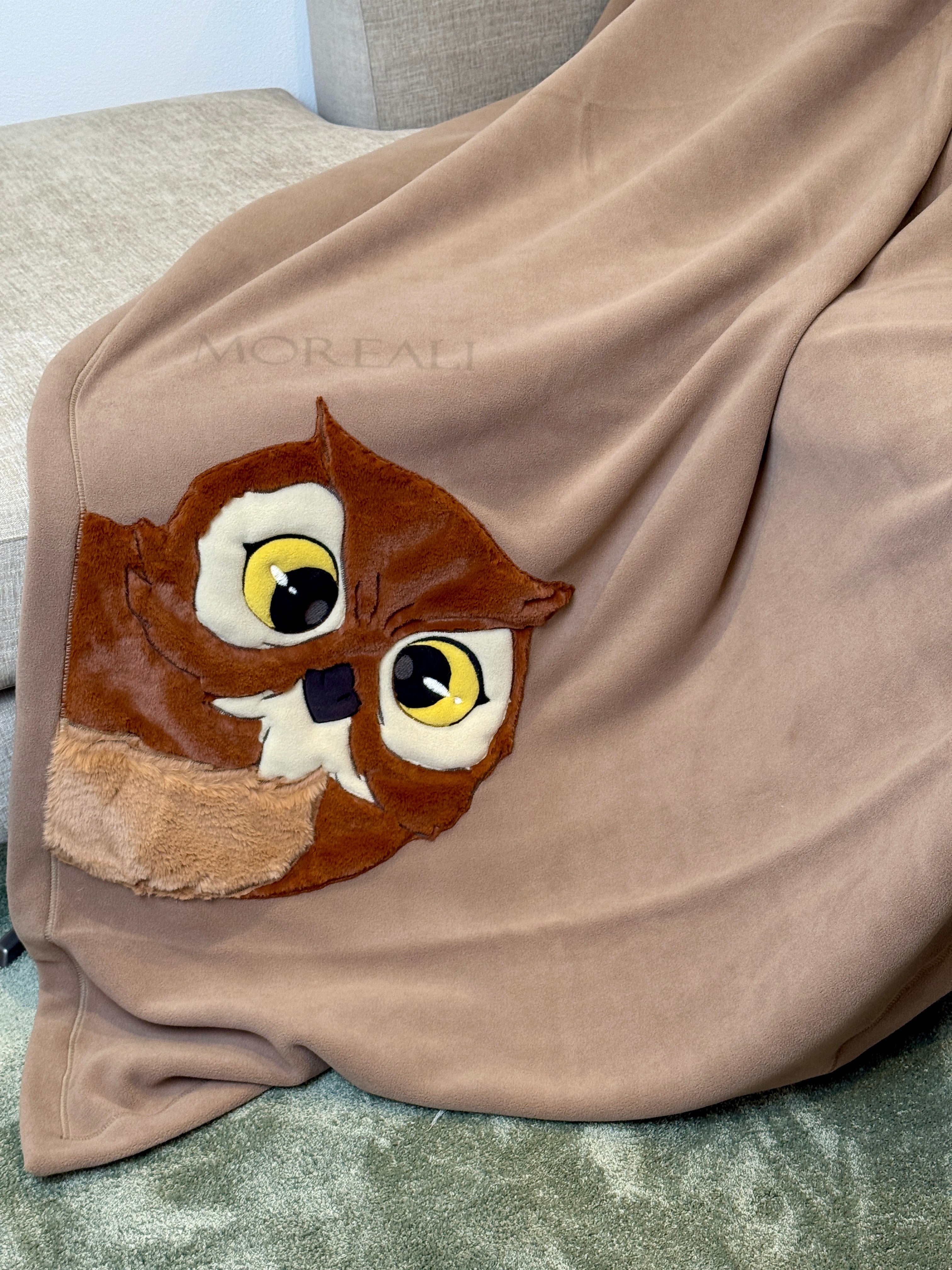 Plaid Pile Battuto Ricamato 'Gufetto' Soggiorno Maryplaid